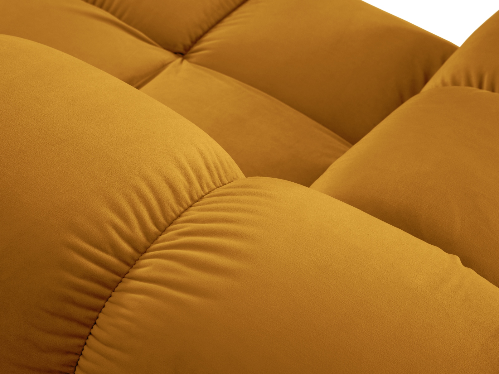Micadoni Modulares Panorama Ecksofa Bellis 7-Sitzer Rechts Samt Bluvel Gelb