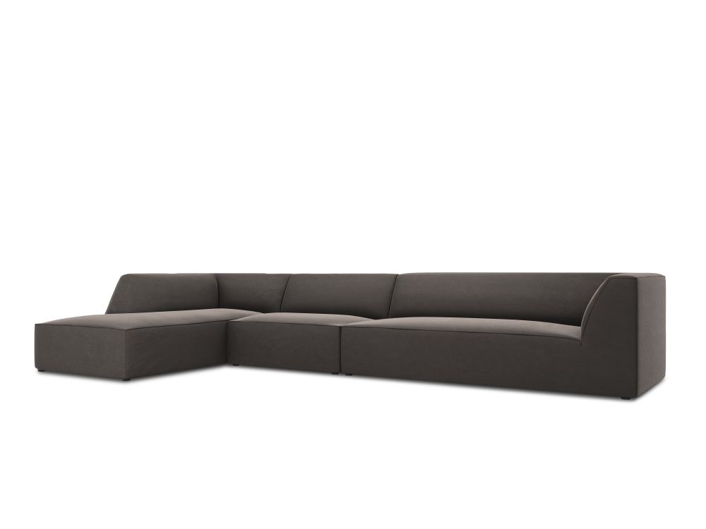 Cosmopolitan Design Ecksofa Siena 5-Sitzer Samt Salvador Dunkelgrau Links