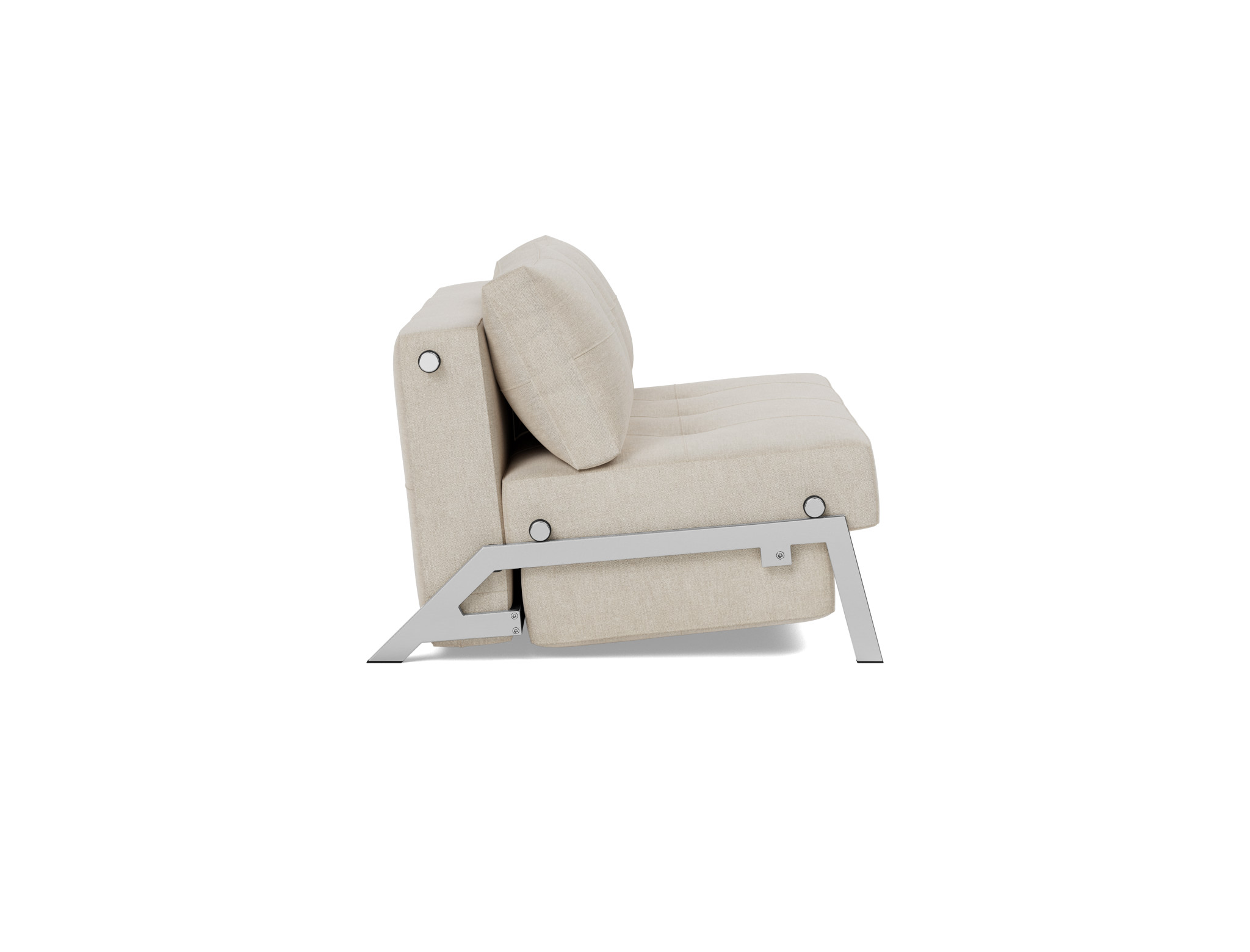 Schlafsofa Cubed 140 Flachgewebe Phobos 586-Latte Beine Chrom