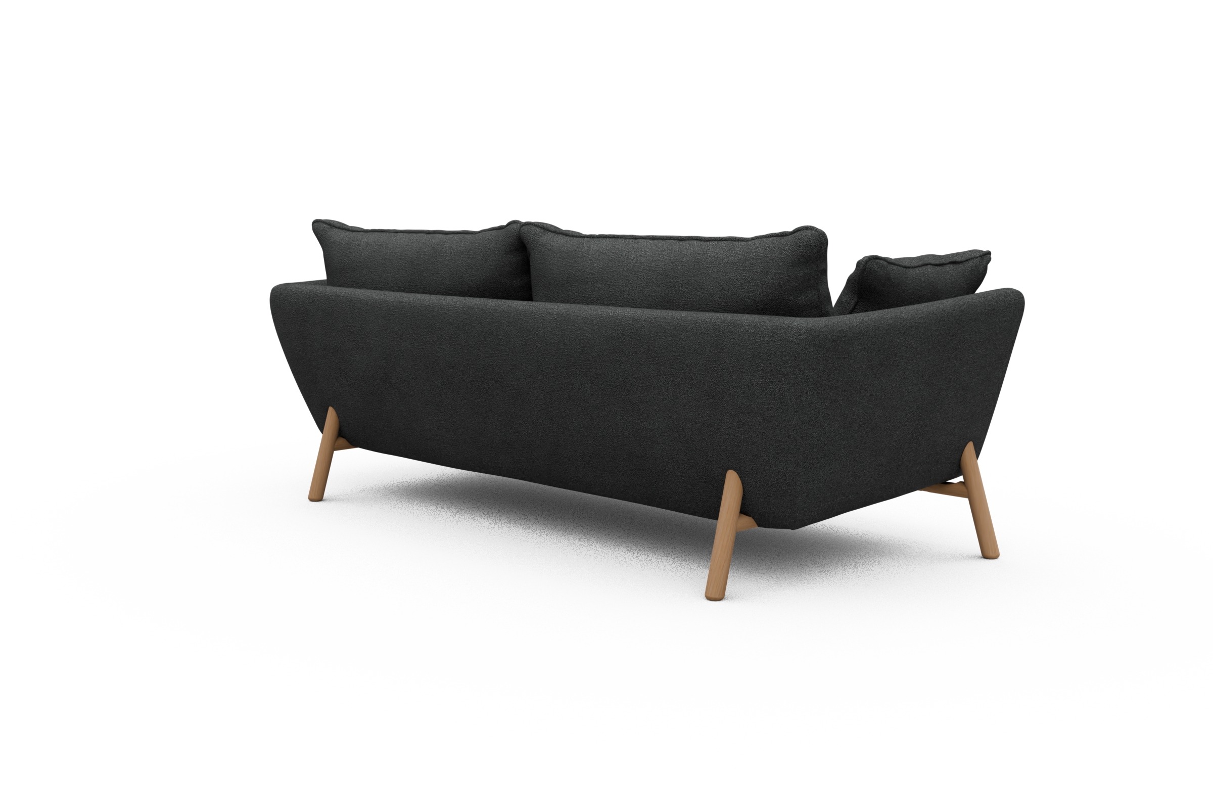 Sofa Emil PREMIUM 3-Sitzer Beinfarbe Eiche Natur Boucle-Charcoal
