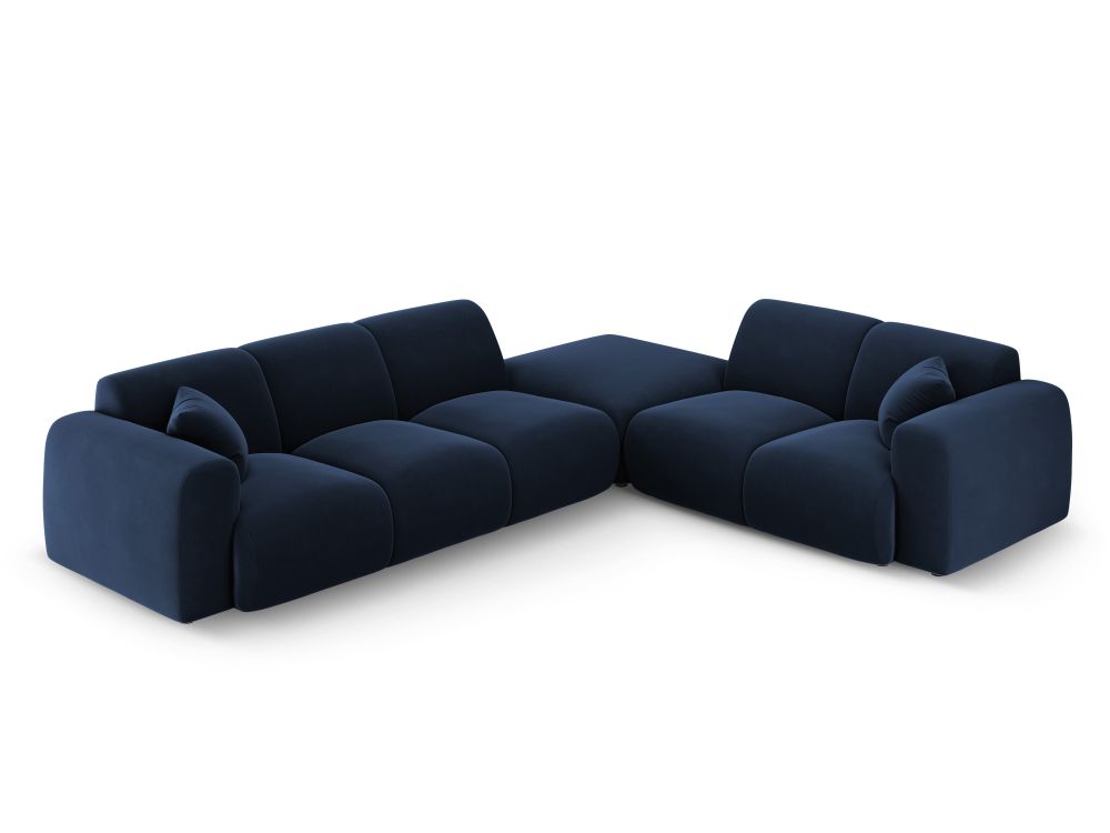 Cosmopolitan Design Ecksofa Nolio 4-Sitzer offen Samt Casino Königsblau Rechts