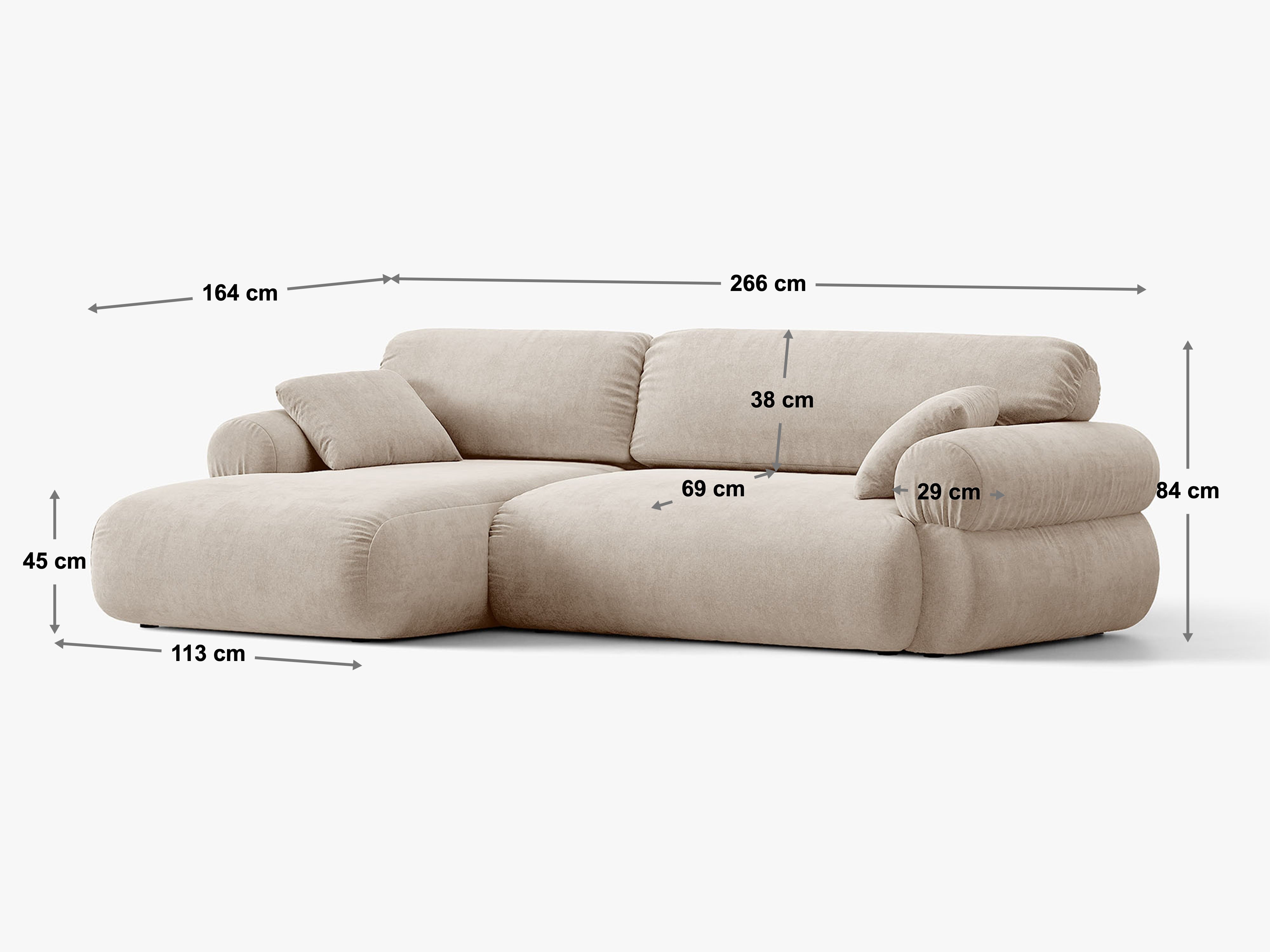 Micadoni Ophelia Ecksofa Links Samt Salvador Schokolade
