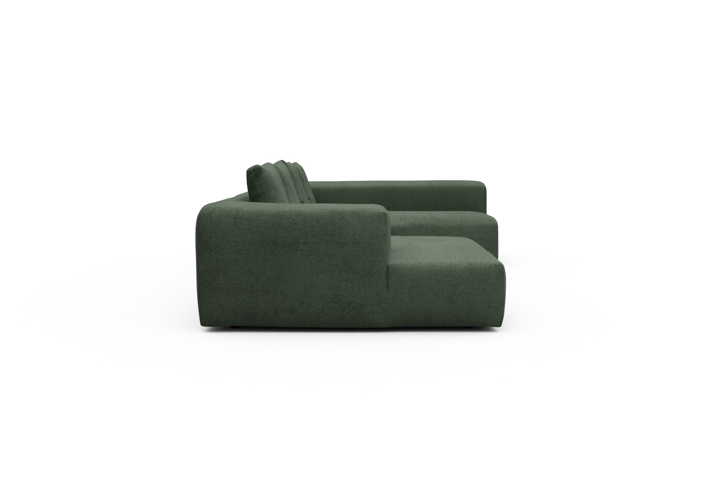 Wohnlandschaft Fred Chaiselongue links mit 2-Sitzer und lange Armlehne rechts Casone-Forest-Green