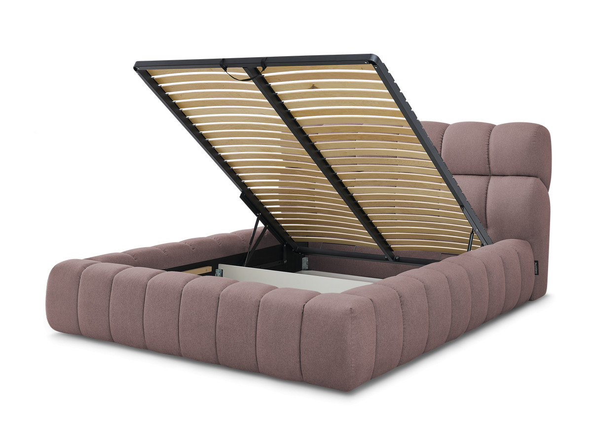 Bobochic Mont-blanc Polsterbett mit Bettkasten Stoff Rosa, Liegefläche 140 × 190 cm