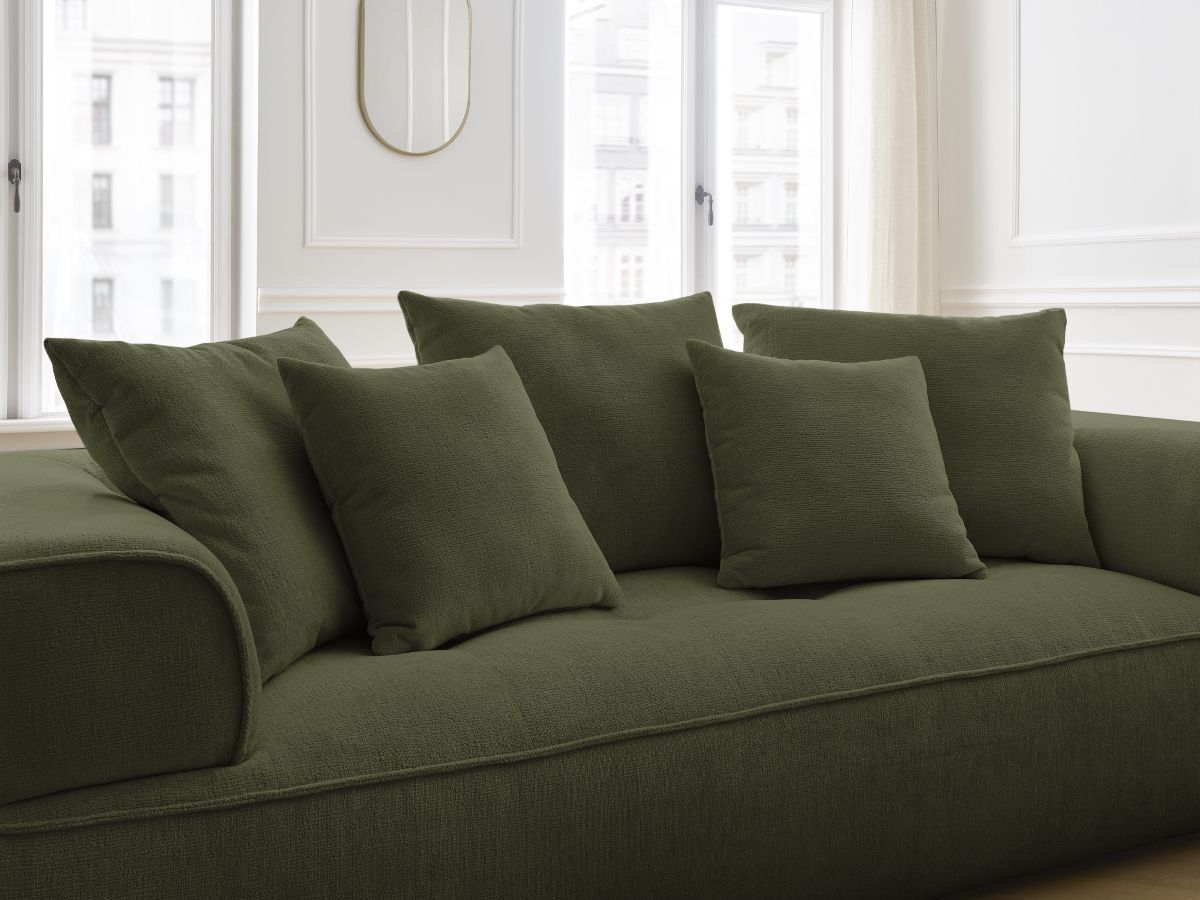 Bobochic Whesley Sofa 3-Sitzer Stoff Dunkelgrün