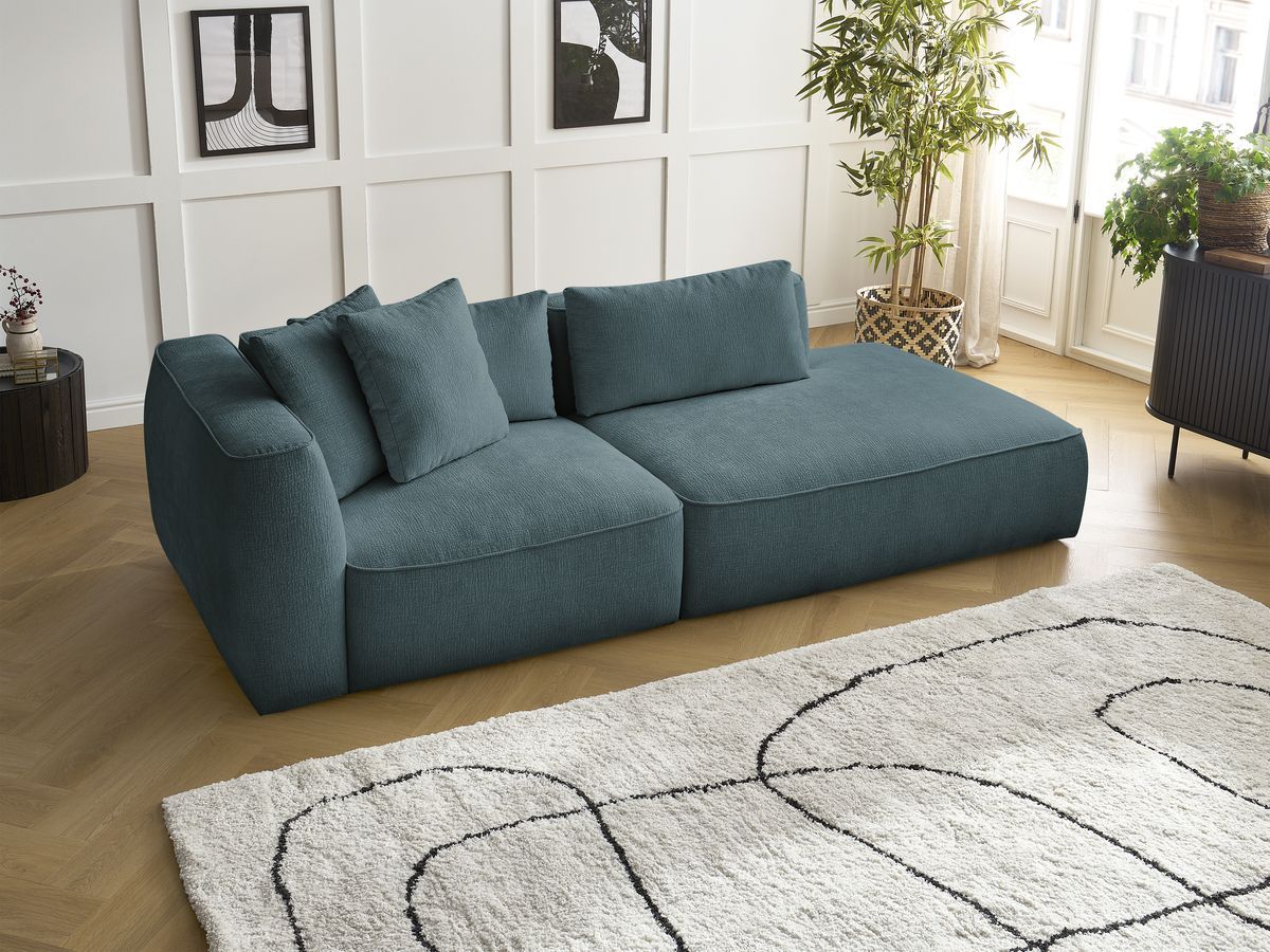 Bobochic Leopold Sofa 3-Sitzer Strukturstoff Dunkelblau Armlehne links