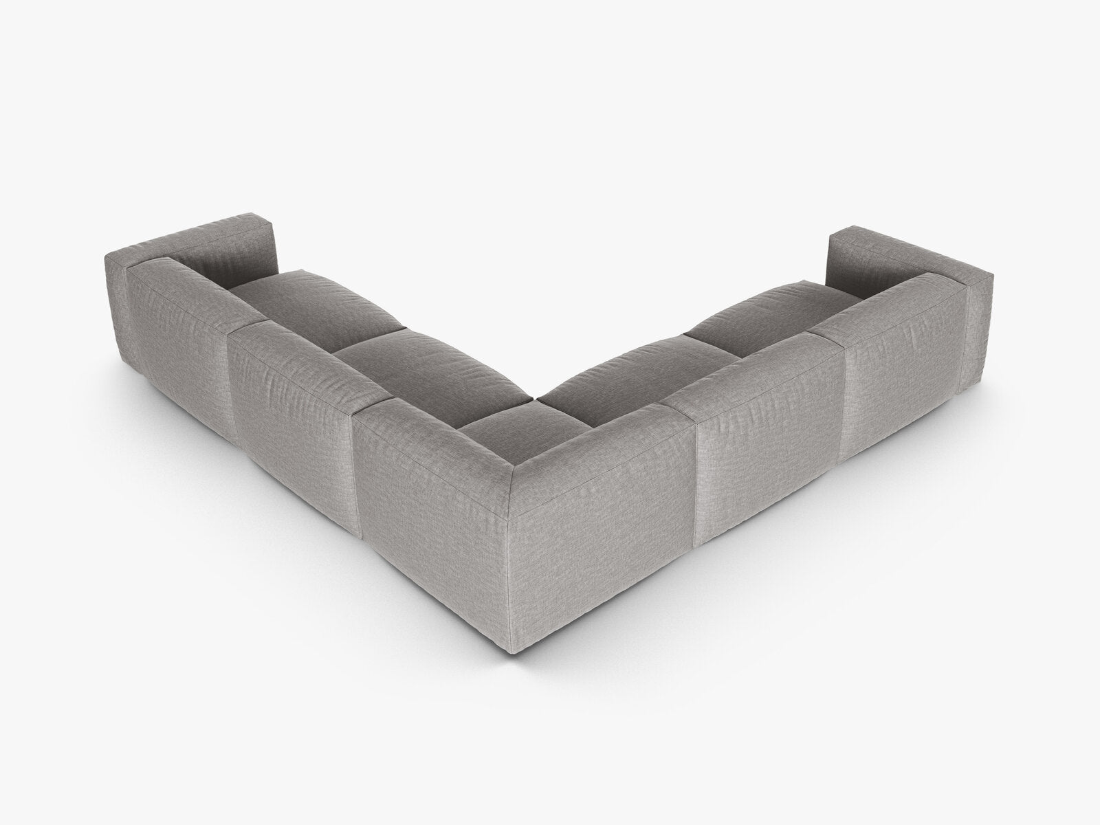 Micadoni modulares symmetrisches Ecksofa XL Martina 5-Sitzer 90cm Sitztiefe Strukturierter Stoff Boston Hellgrau