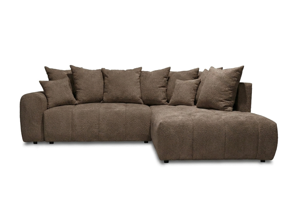 Bobochic Roxelane Ecksofa mit Schlaffunktion und Bettkasten Bouclé-Stoff Braun Ecke rechts