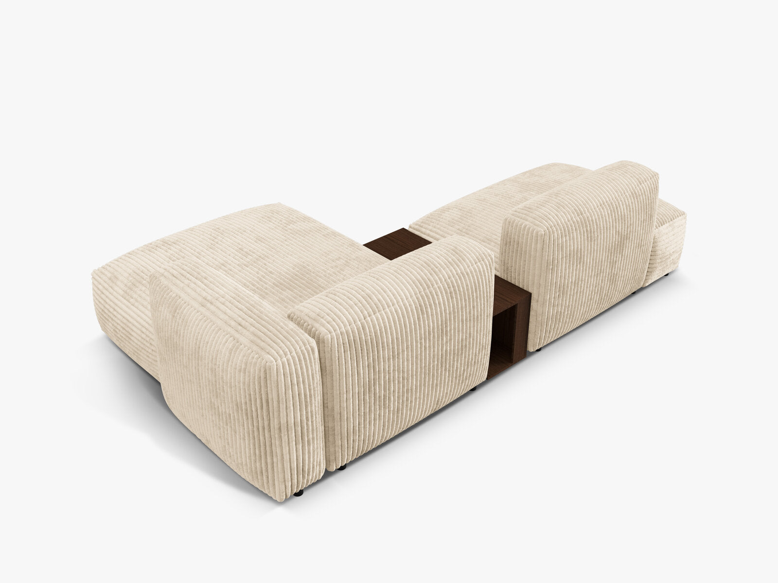 Micadoni Ecksofa Martina 2-Sitzer mit Couchtisch Rechts Kord Helles Beige