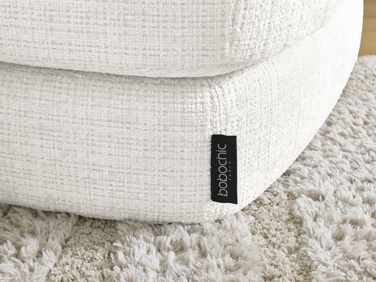 Bobochic Leonore Ecksofa mit Pouf Strukturstoff Weiß Ecke rechts