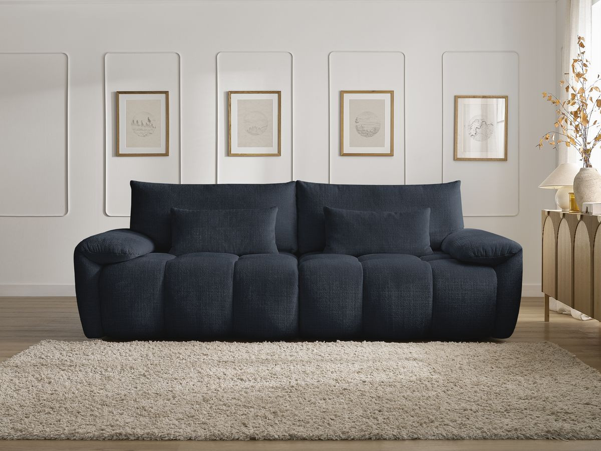Bobochic Ivane Sofa 3-Sitzer Strukturstoff Dunkelblau