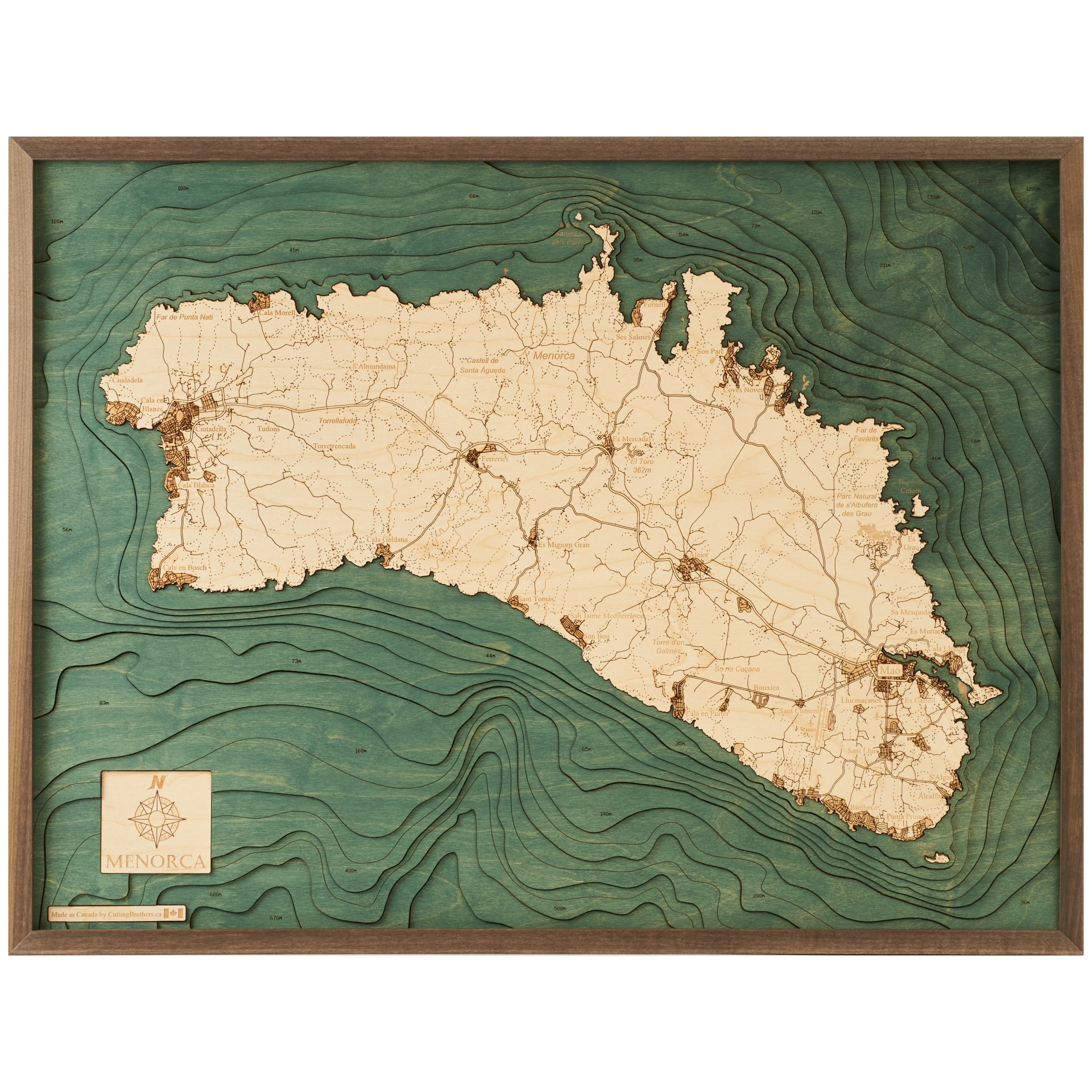 Cutting Brothers 3D Holz-Wandkarte Menorca 81 x 61 moebelfaktor