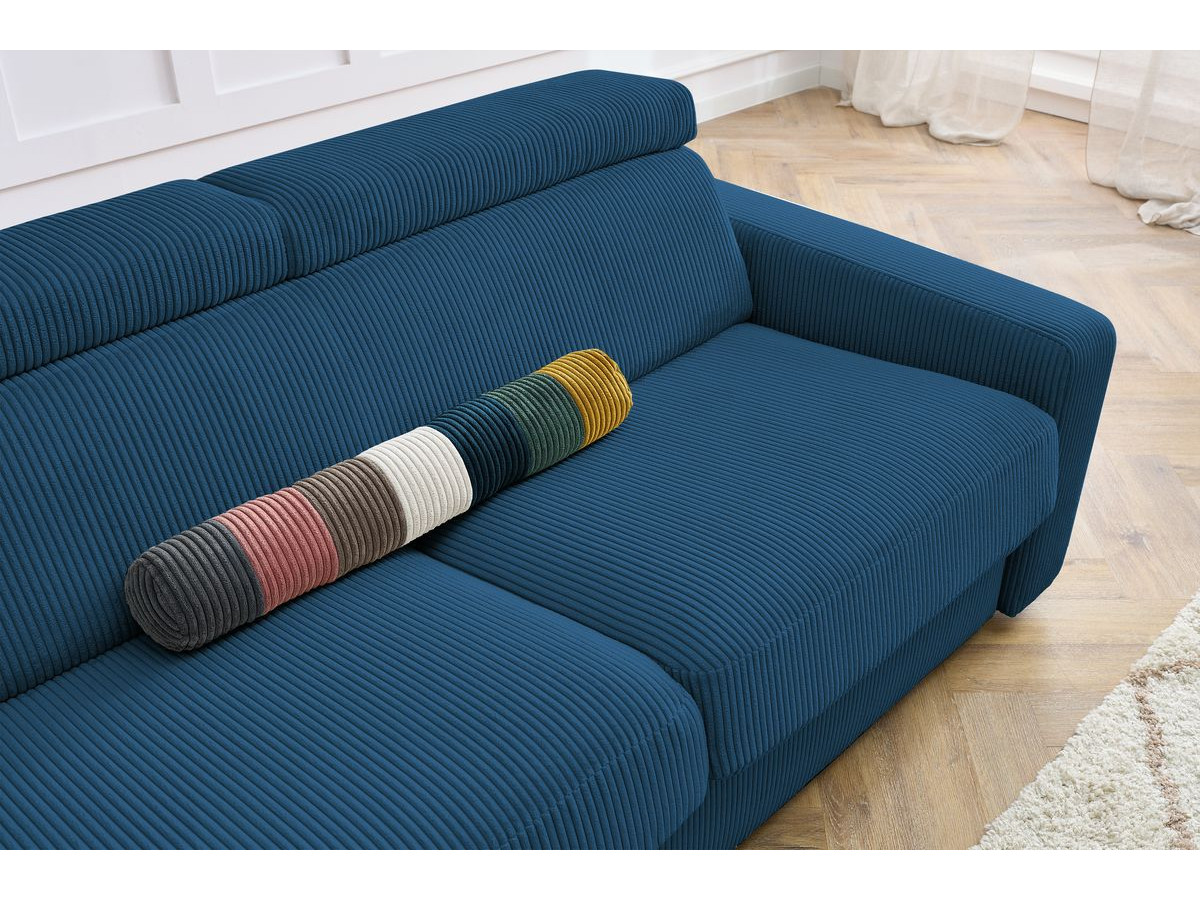 Bobochic Monaco Schlafsofa 3-Sitzer Cordsamt Dunkelblau, Liegefläche 140 × 190 cm