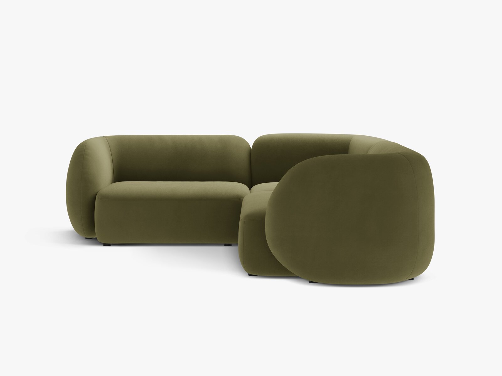 Micadoni Ecksofa Kate 4-Sitzer Links Samt Grün