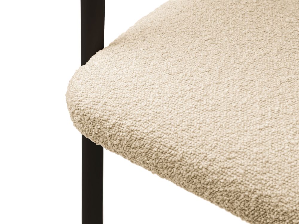 Cosmopolitan Design Stuhl Lea 2er-Set Boucle Baloo Beige Beine Schwarz