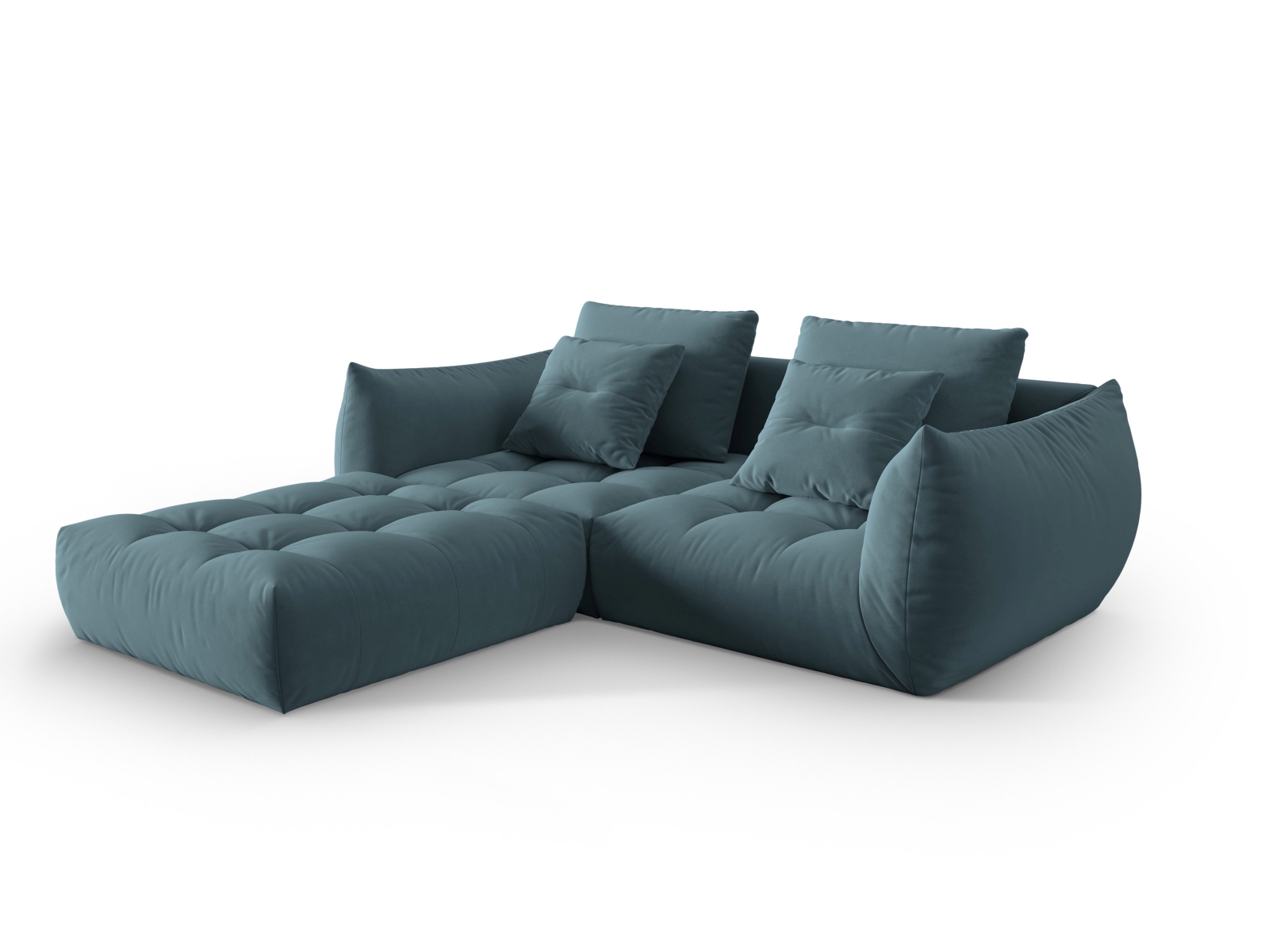 Micadoni Ecksofa Bloom 3-Sitzer Samt Pastellblau