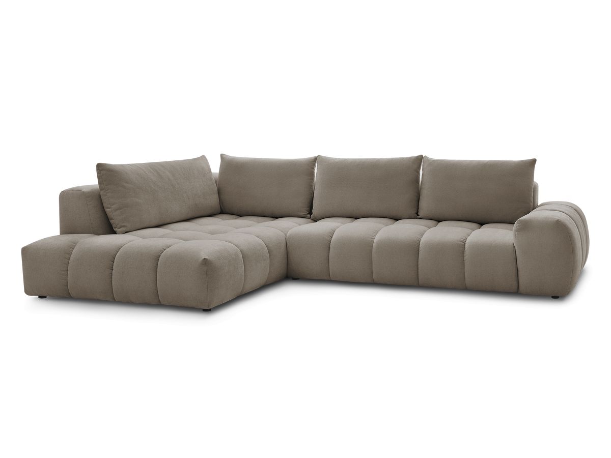 Bobochic Everest Ecksofa, 4 Kissen Strukturstoff Taupe Ecke links