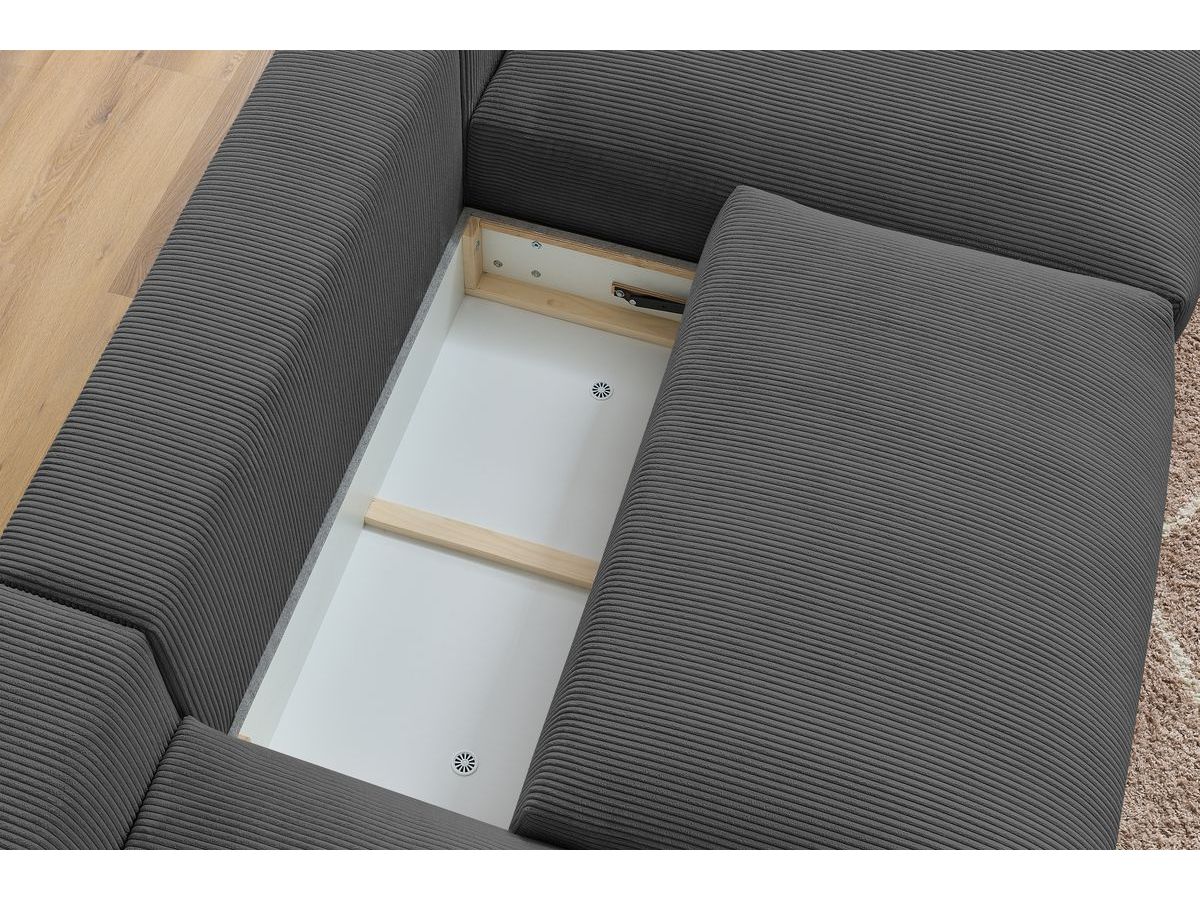 Bobochic Voltaire Wohnlandschaft 420 × 165 cm Cordsamt Dunkelgrau