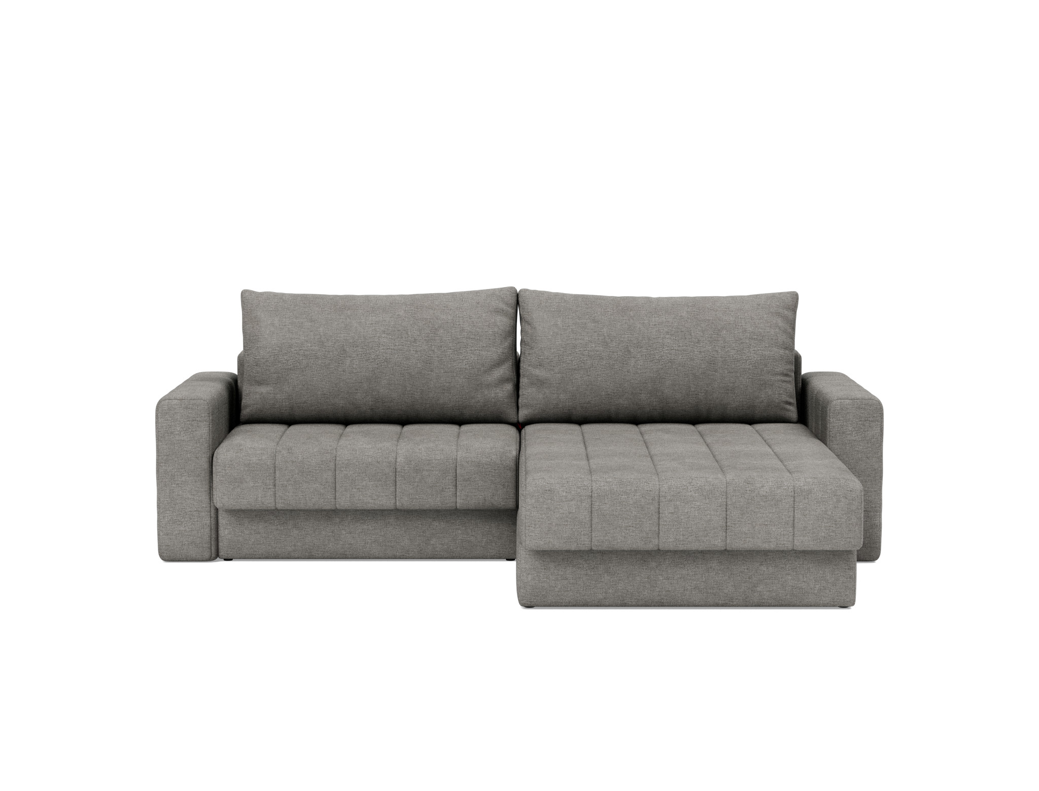 Schlafsofa Akello mit Chaiselongue und Armlehnen Flachgewebe Avella 282-Warm-Grey