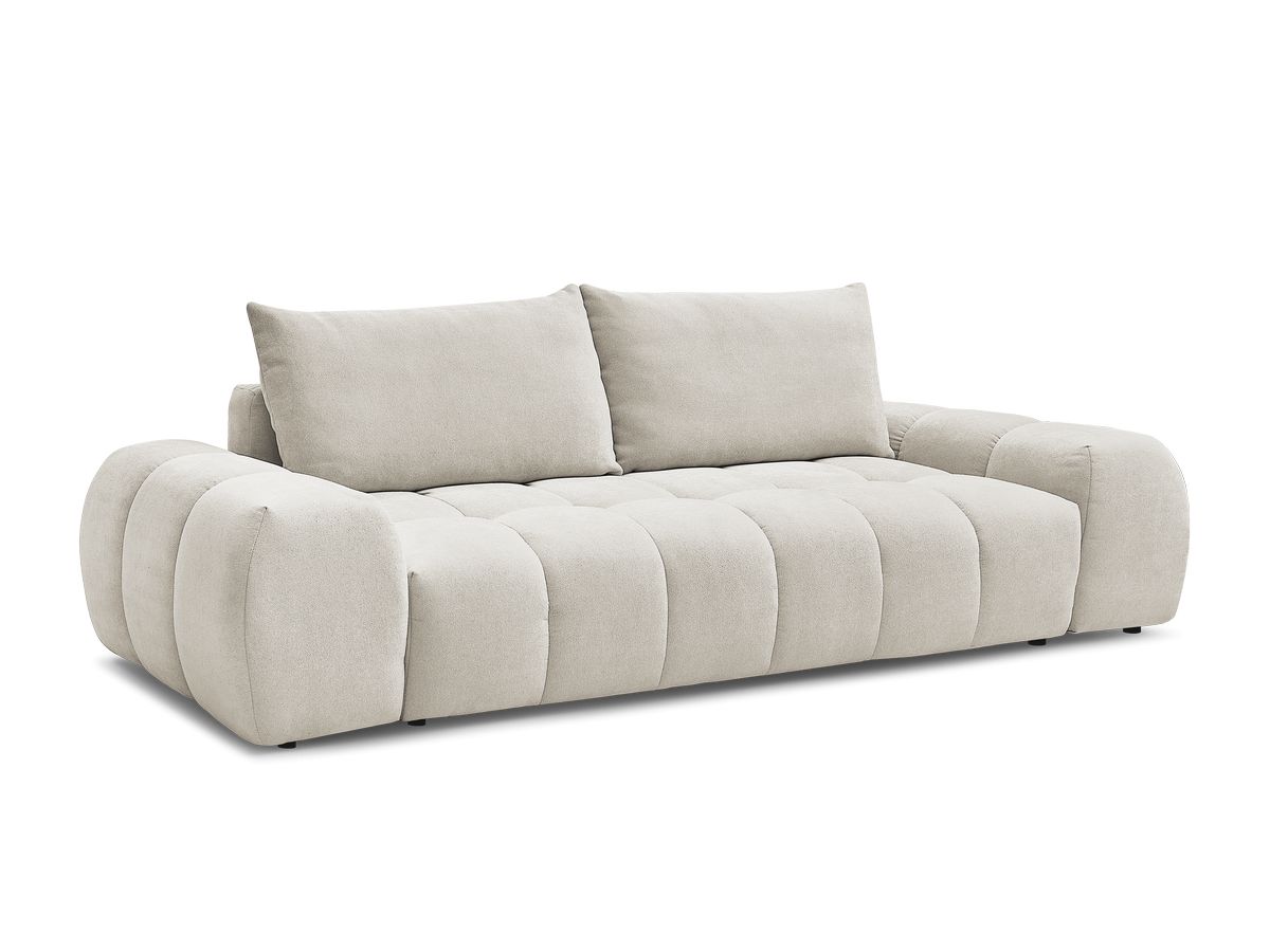 Bobochic Everest Schlafsofa 3-Sitzer mit Bettkasten, 2 Kissen Strukturstoff Beige