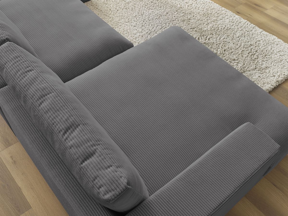 Bobochic Leonard Wohnlandschaft 349 × 159 cm Cordsamt Dunkelgrau