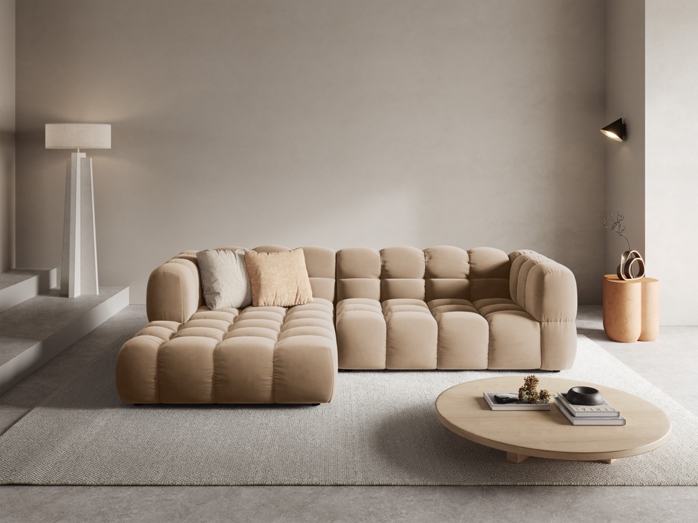 Cosmopolitan Design Ecksofa Sky 4-Sitzer mittlere Version Samt Casino Mandelbeige Links