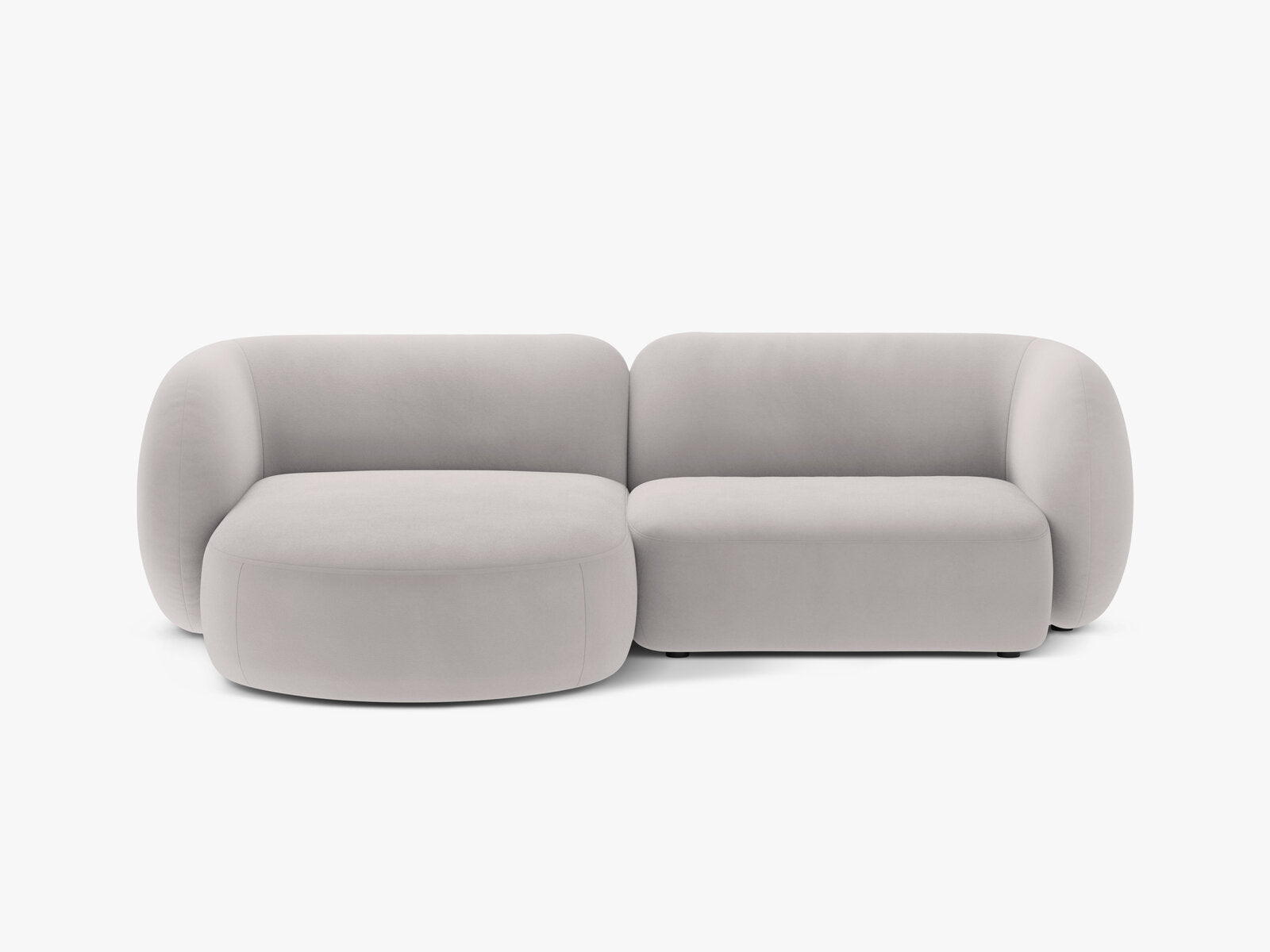Micadoni Ecksofa Kate 2-Sitzer Links Samt Hellgrau