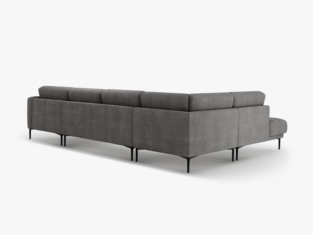 Micadoni Panorama Ecksofa Bemy 7-Sitzer Links Strukturierter Stoff Grau