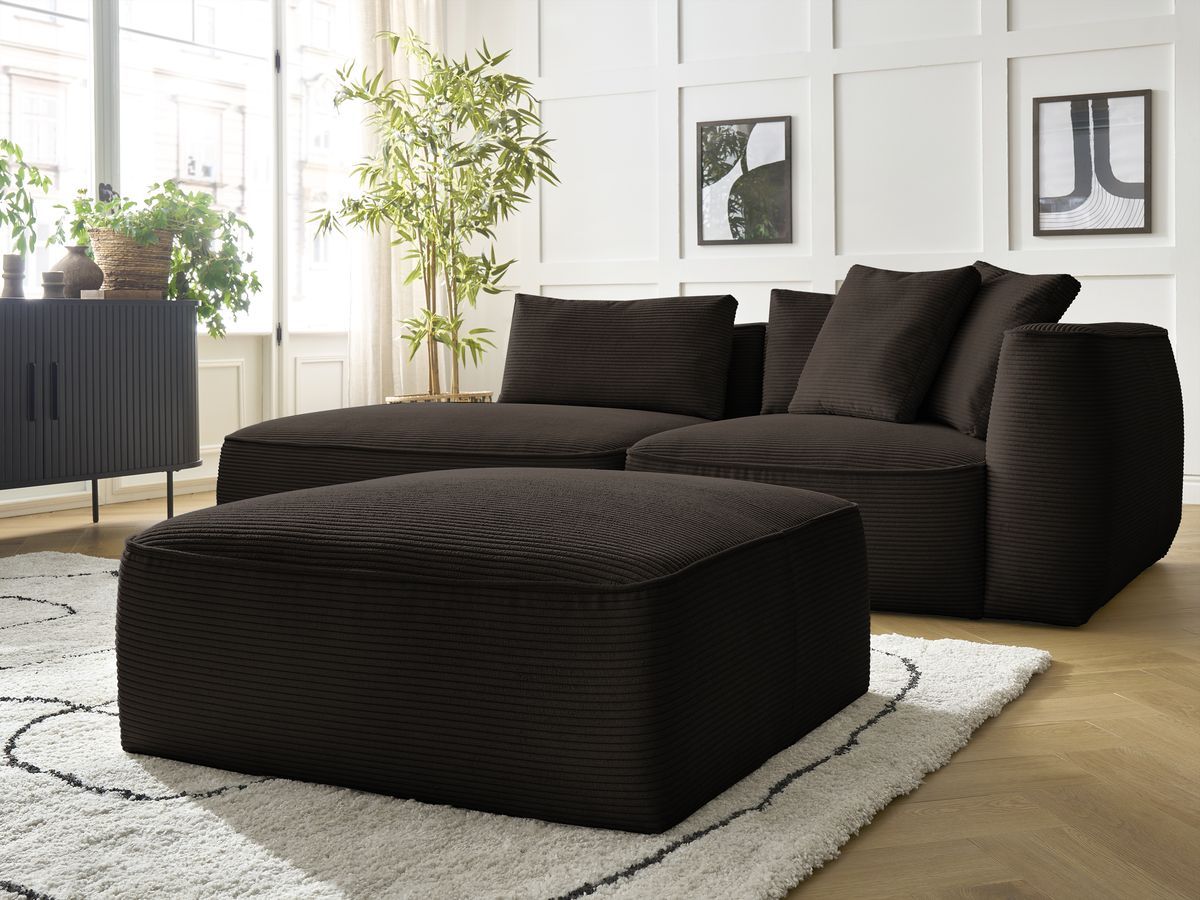 Bobochic Leopold Sofa 4-Sitzer mit Pouf Cordsamt Braun Armlehne rechts