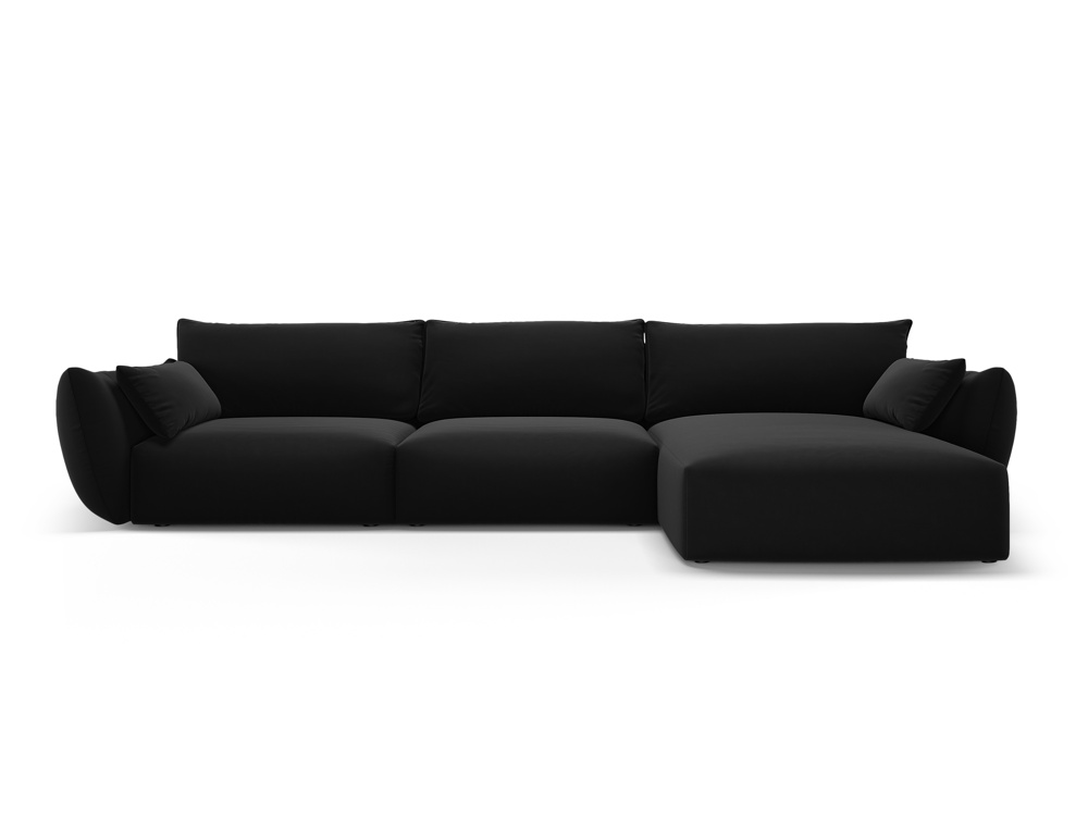 Cosmopolitan Design Ecksofa Matera 4-Sitzer Samt Salvador Schwarz Rechts