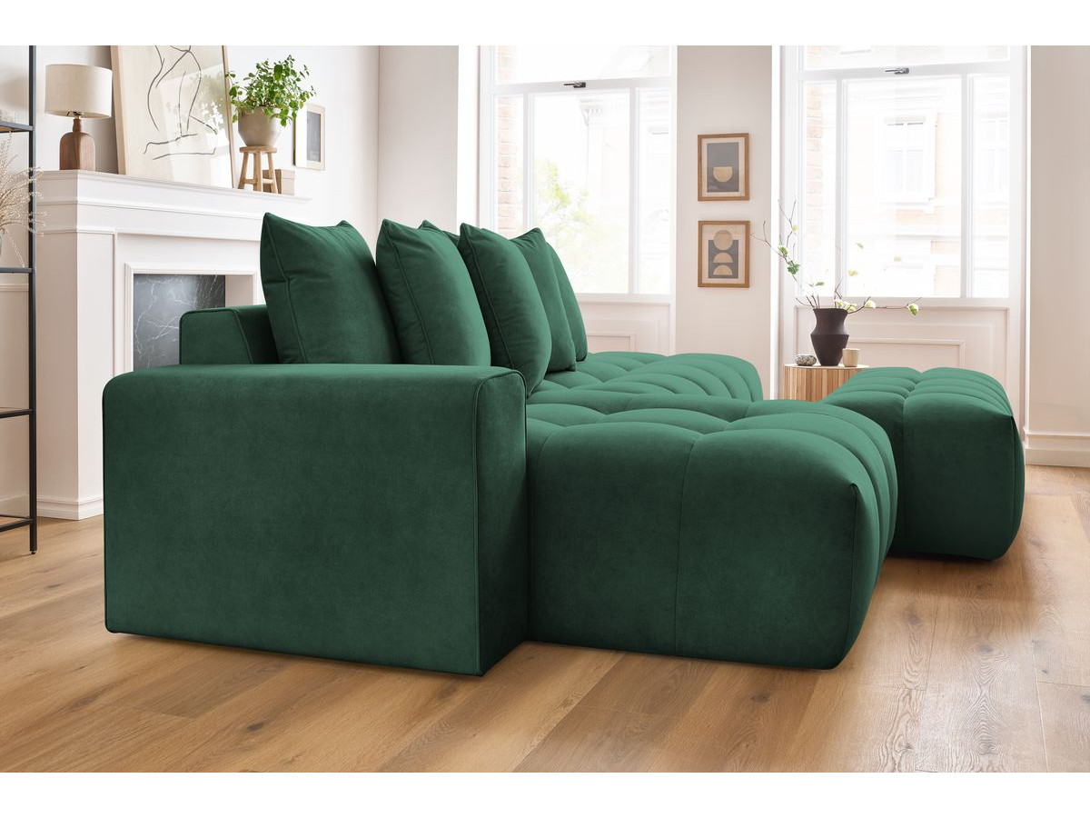 Bobochic Mont-blanc Ecksofa mit Pouf Samt Grün Ecke links