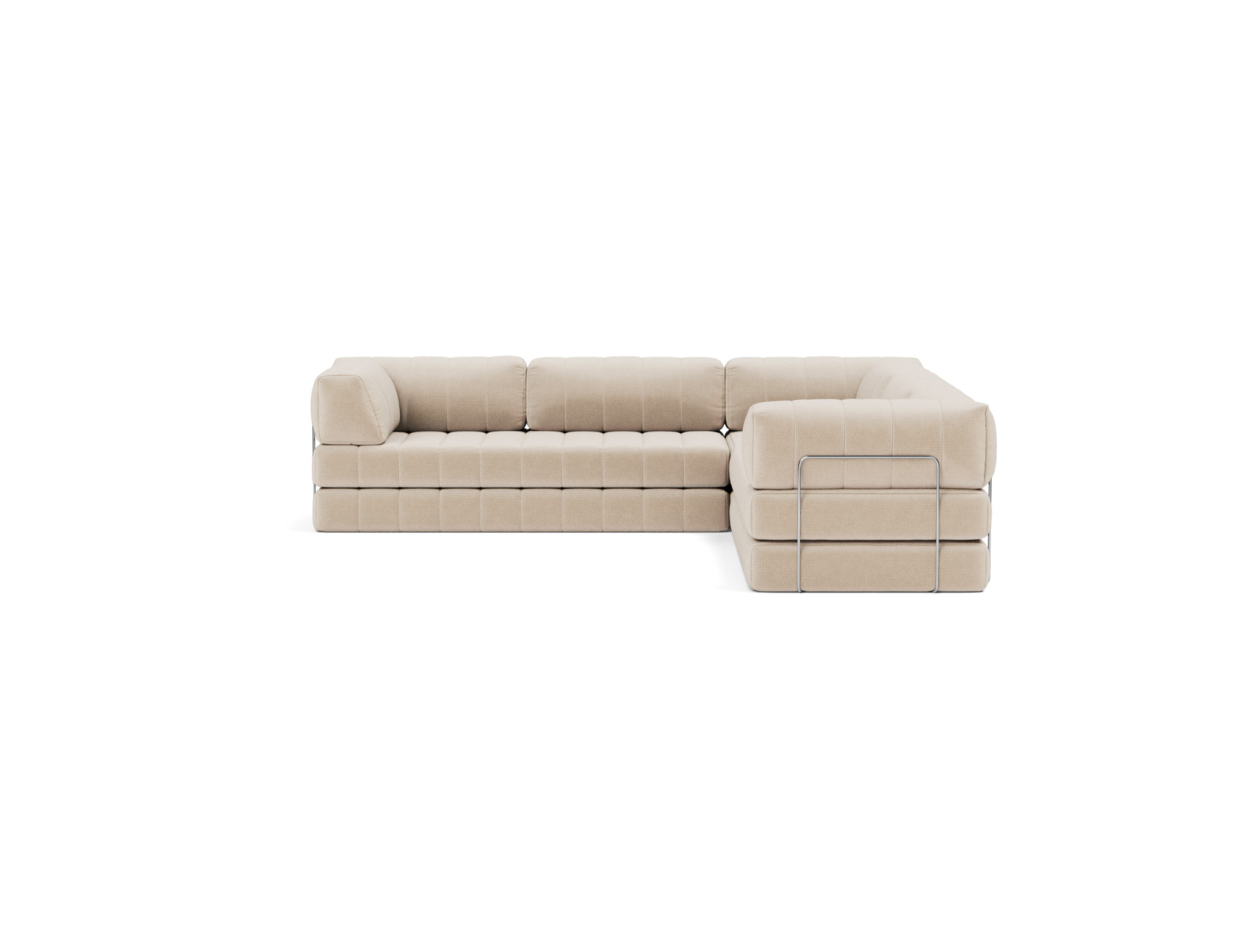 Eck-Schlafsofa CozyPad mit Armlehnen Chenille Esina 410-Almond-Beige
