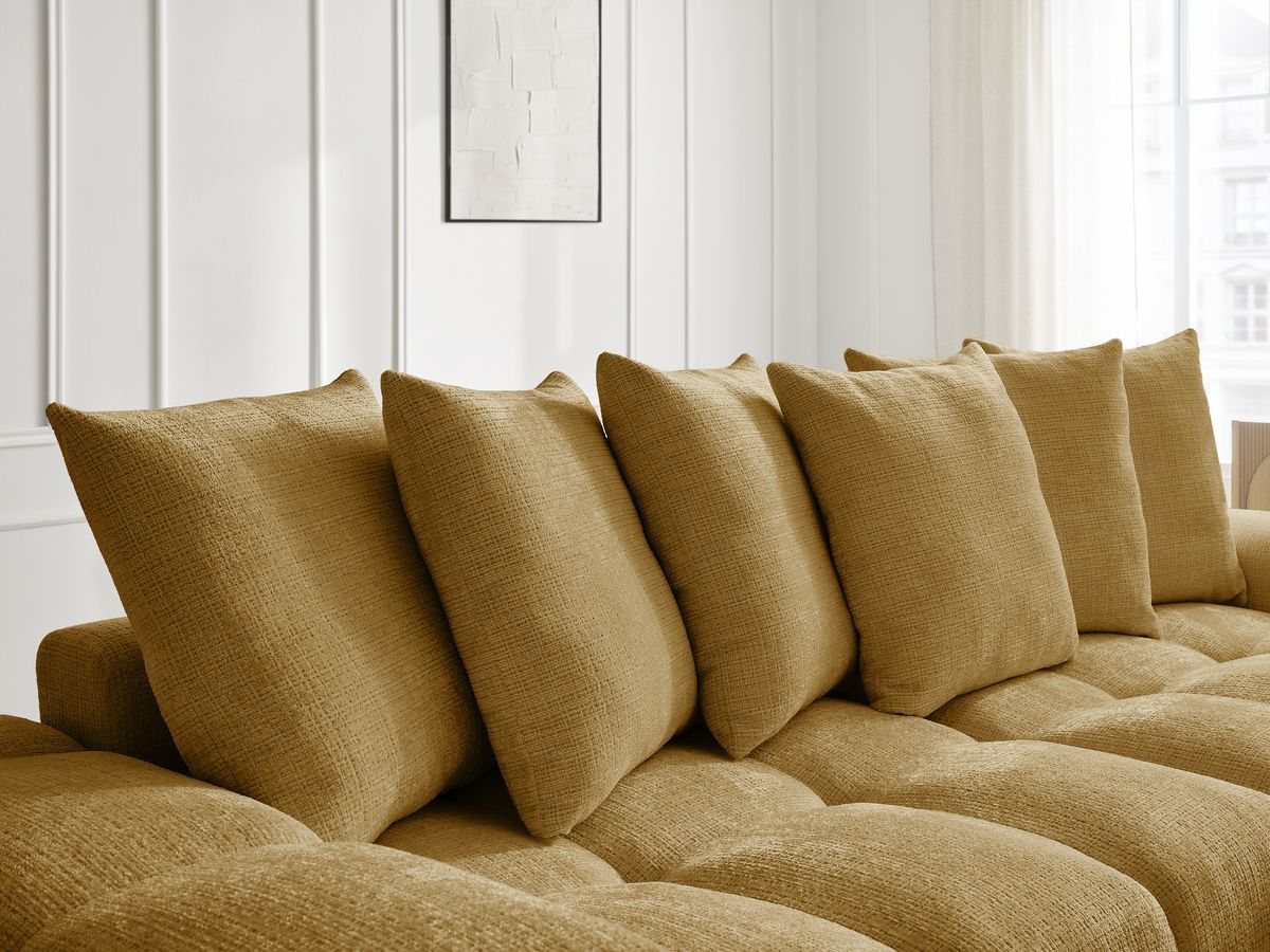 Bobochic Anakin Ecksofa, 6 Kissen Strukturstoff Gelb