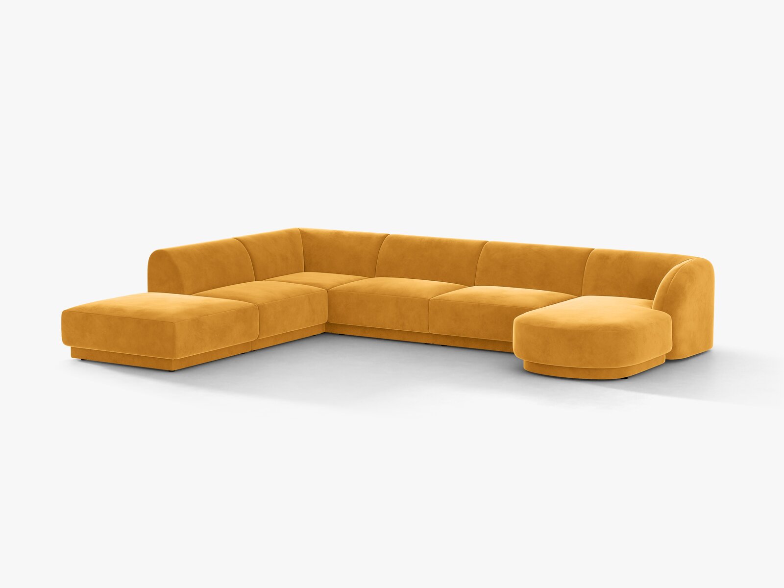 Micadoni Panorama-Ecksofa Miley 6-Sitzer Links Samt Venus Gelb
