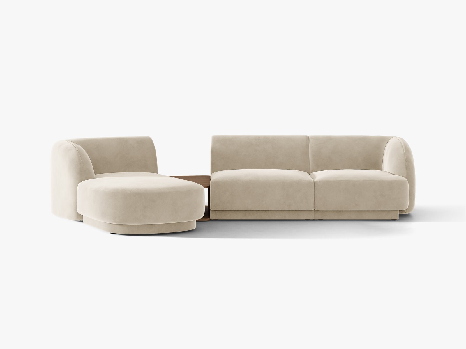 Micadoni Modulares Sofa Miley mit Recamiere 3-Sitzer Links Samt Bluvel Dunkelbeige