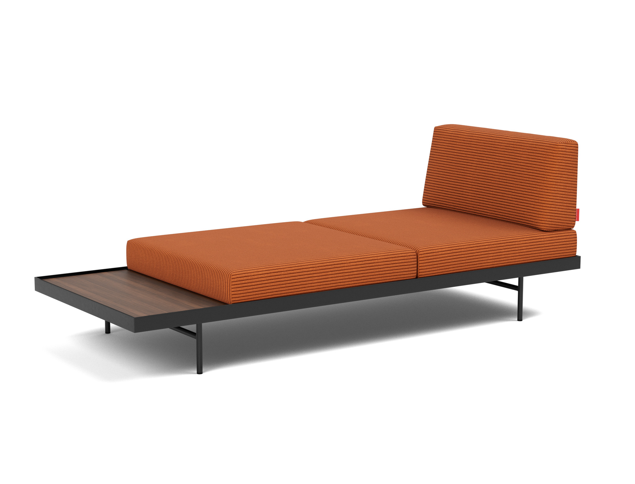 Tagesbett Puri Kord Corduroy 595-Burnt-Orange Beine mit Nussbaumtisch