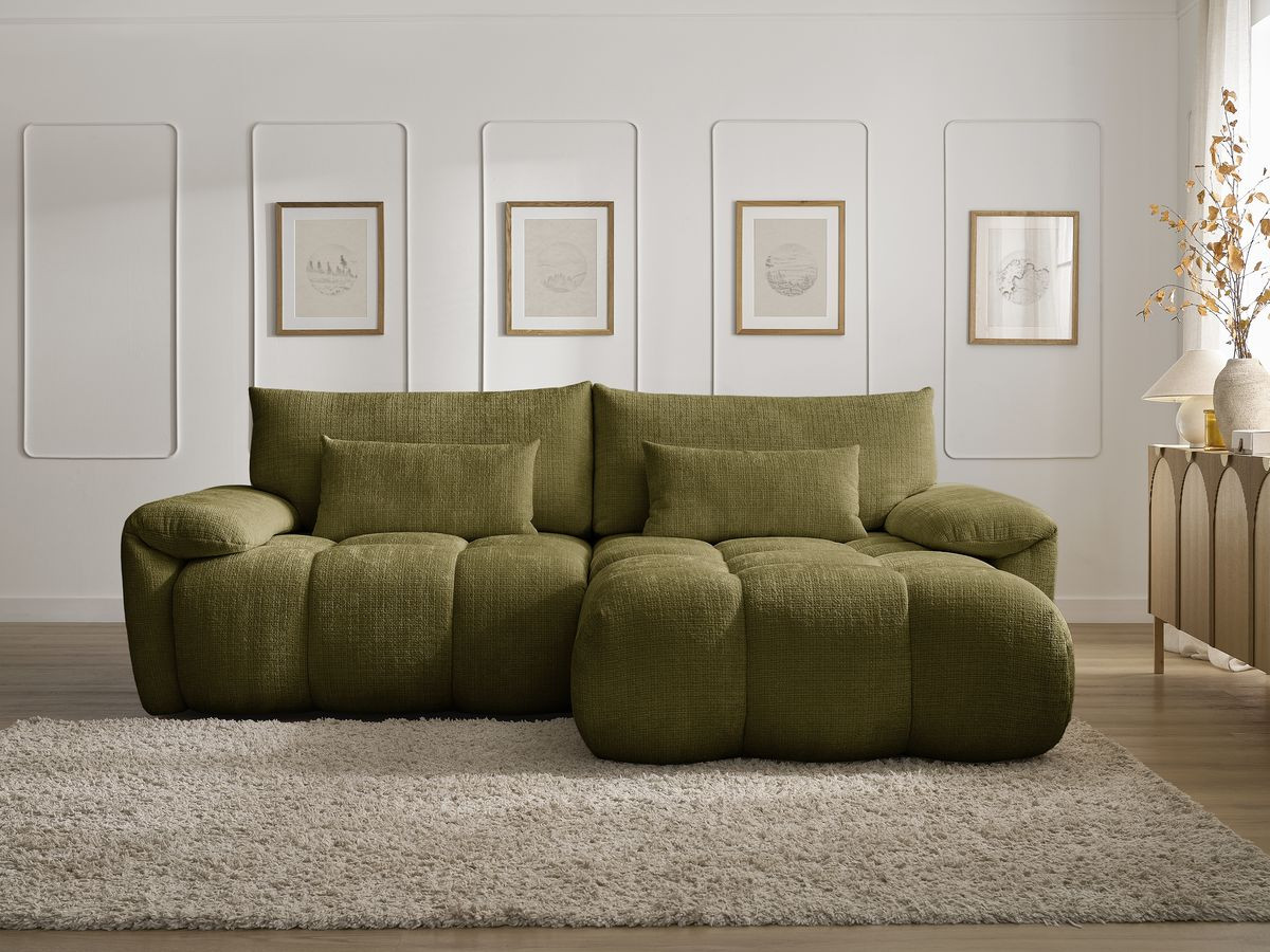 Bobochic Ivane Ecksofa Strukturstoff Grün Ecke rechts