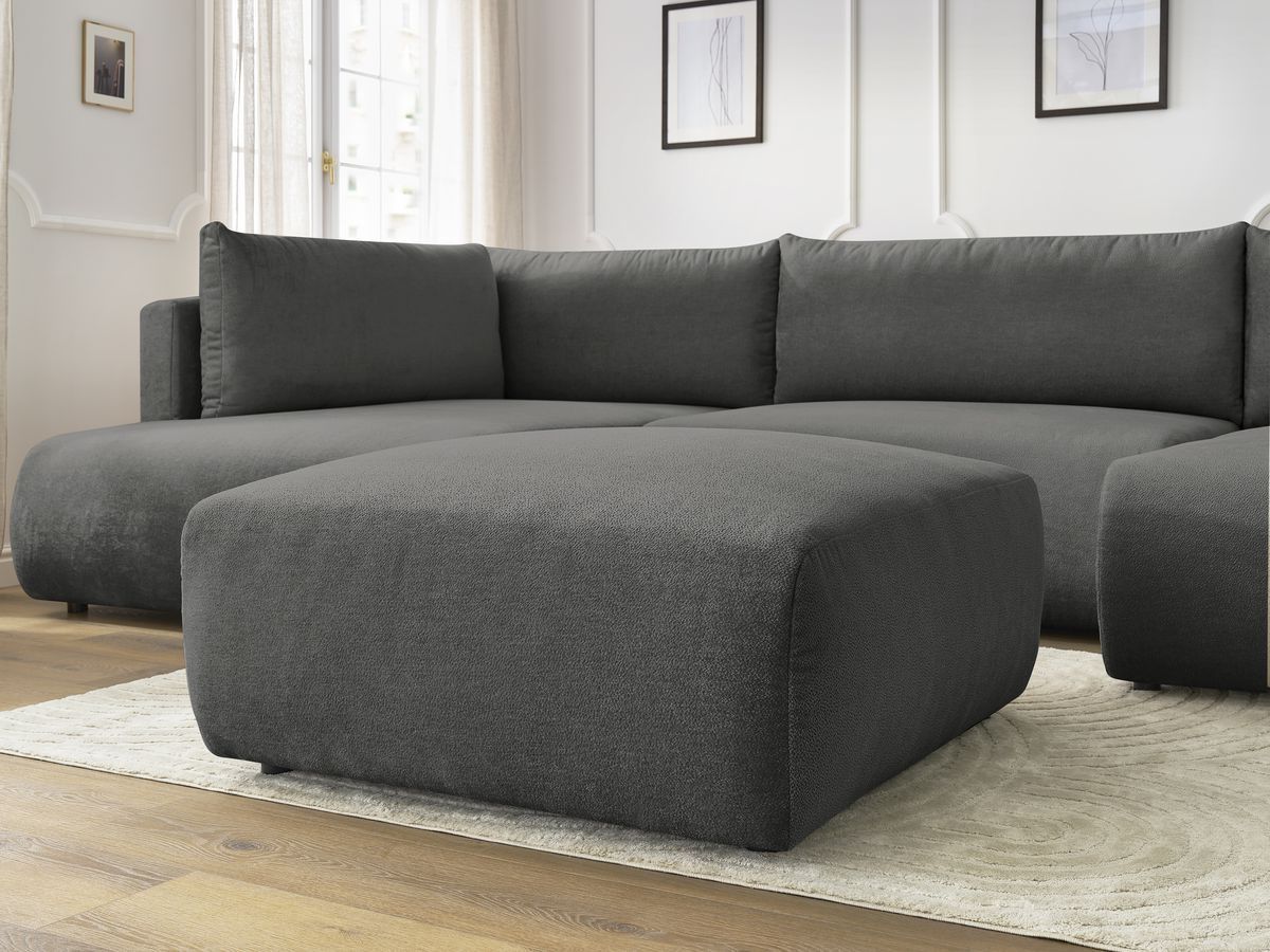 Bobochic Lucien Wohnlandschaft mit Pouf Stoff Dunkelgrau Ecke rechts