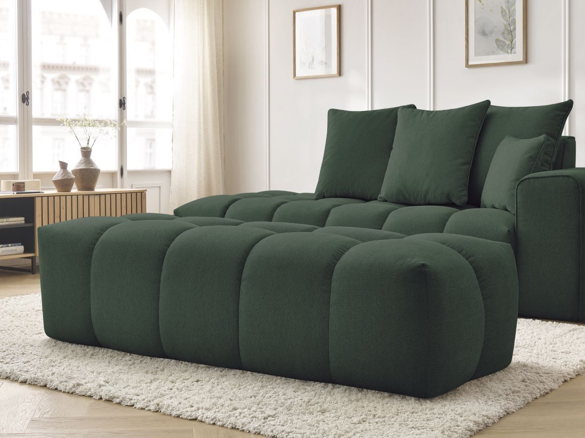 Bobochic Mont-blanc Sofa 5-Sitzer mit Pouf Melange-Stoff Grün Armlehne rechts