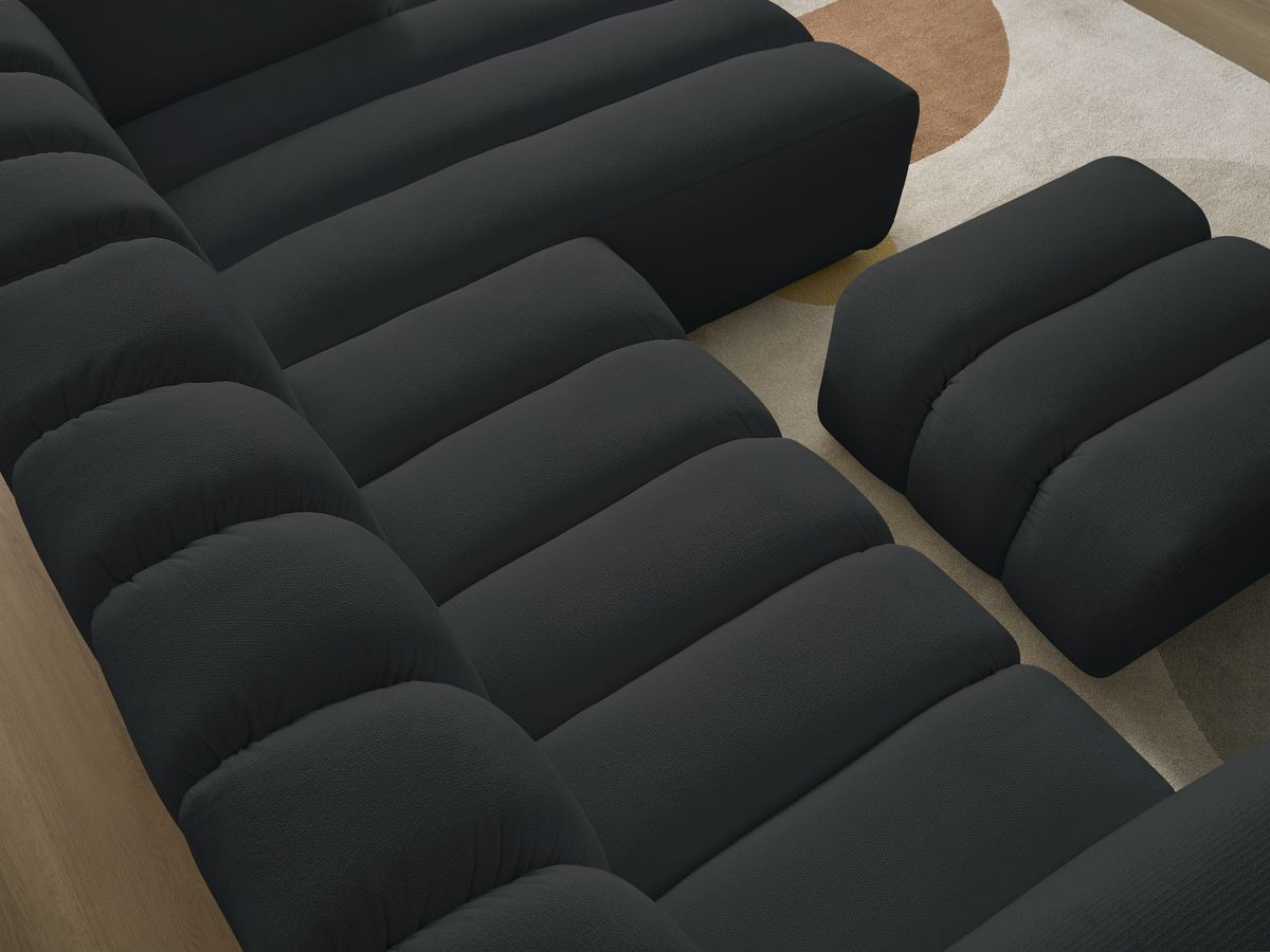 Bobochic Talia Ecksofa mit Pouf Melange-Stoff Schwarz Ecke rechts