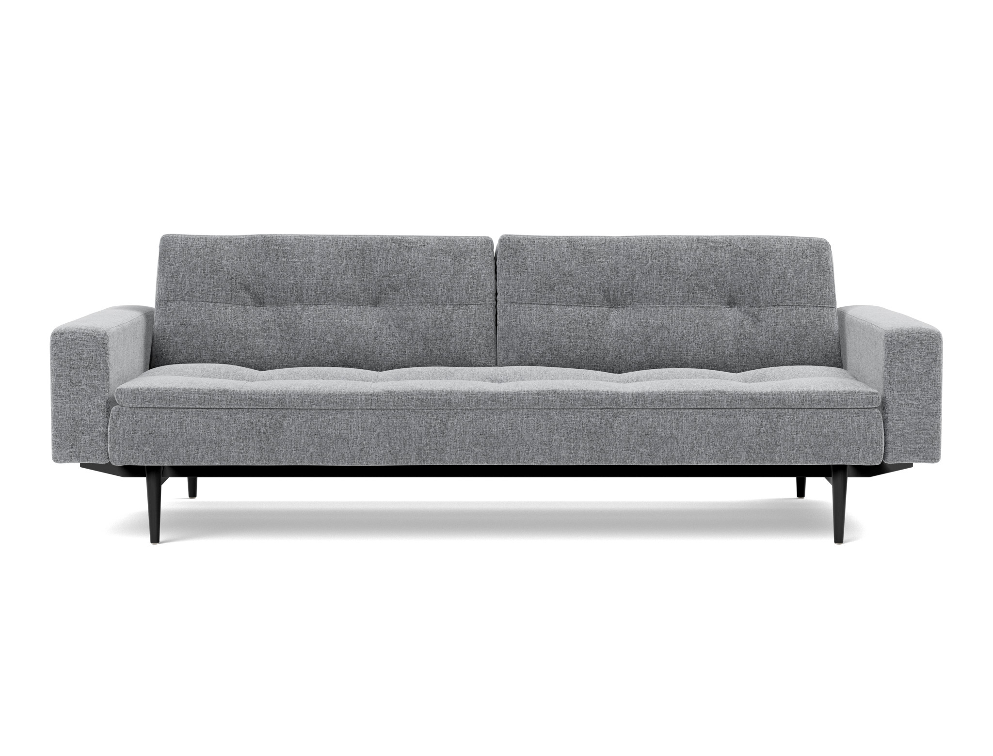 Schlafsofa Dublexo mit Armlehnen Strukturierter Stoff Twist 565-Granite Beine Styletto Eiche schwarz