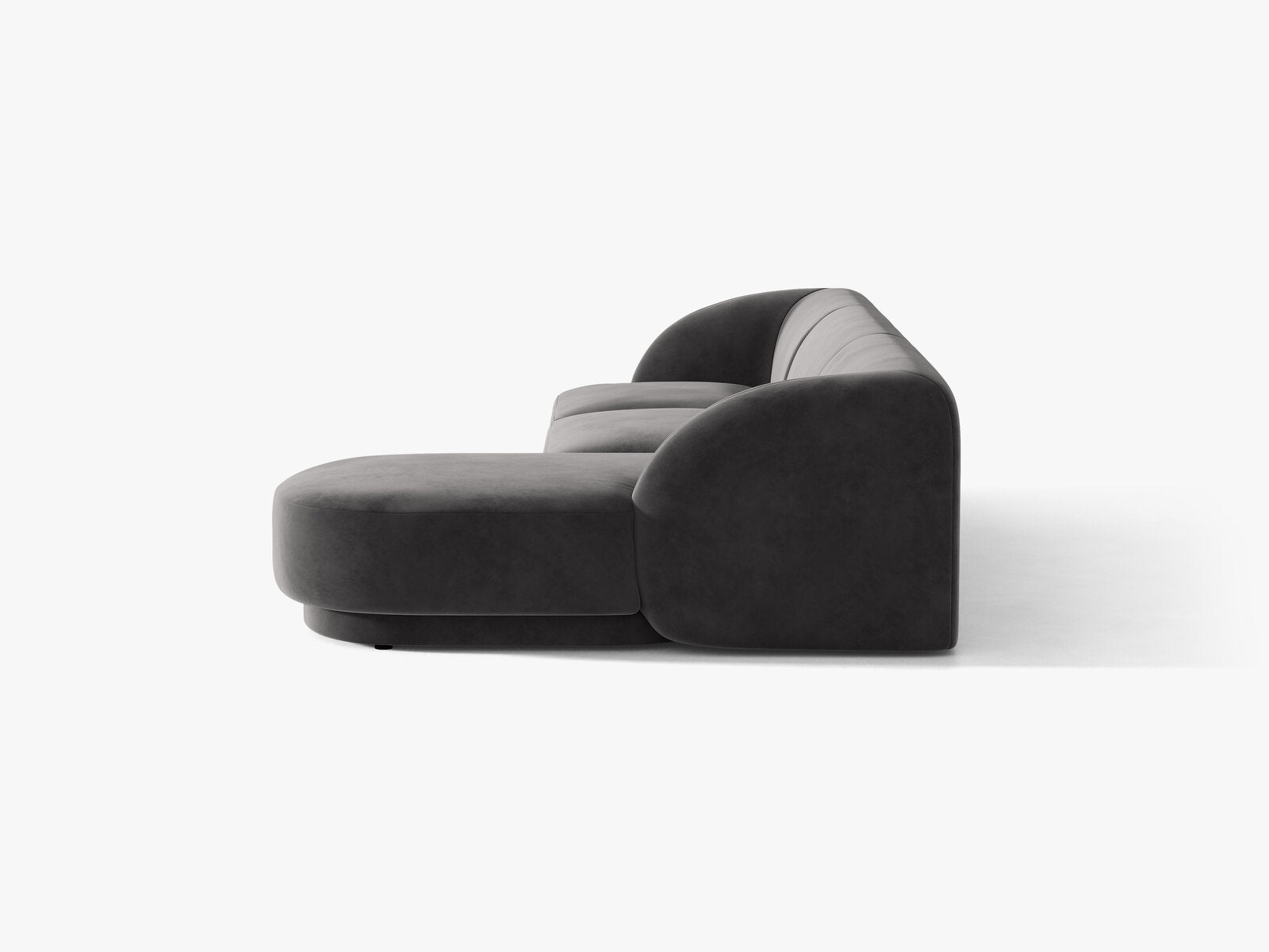 Micadoni Ecksofa Miley 4-Sitzer Rechts Samt Bluvel Grau