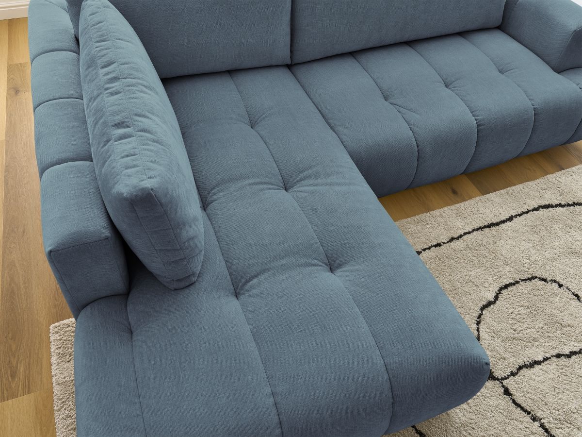 Bobochic Fuji Ecksofa mit Schlaffunktion und Bettkasten 282 × 204 cm Stoff Hellblau Ecke links