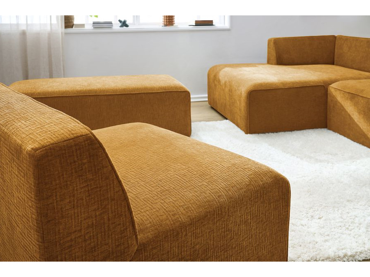 Bobochic Megeve Ecksofa mit Pouf Strukturstoff Gelb Ecke links