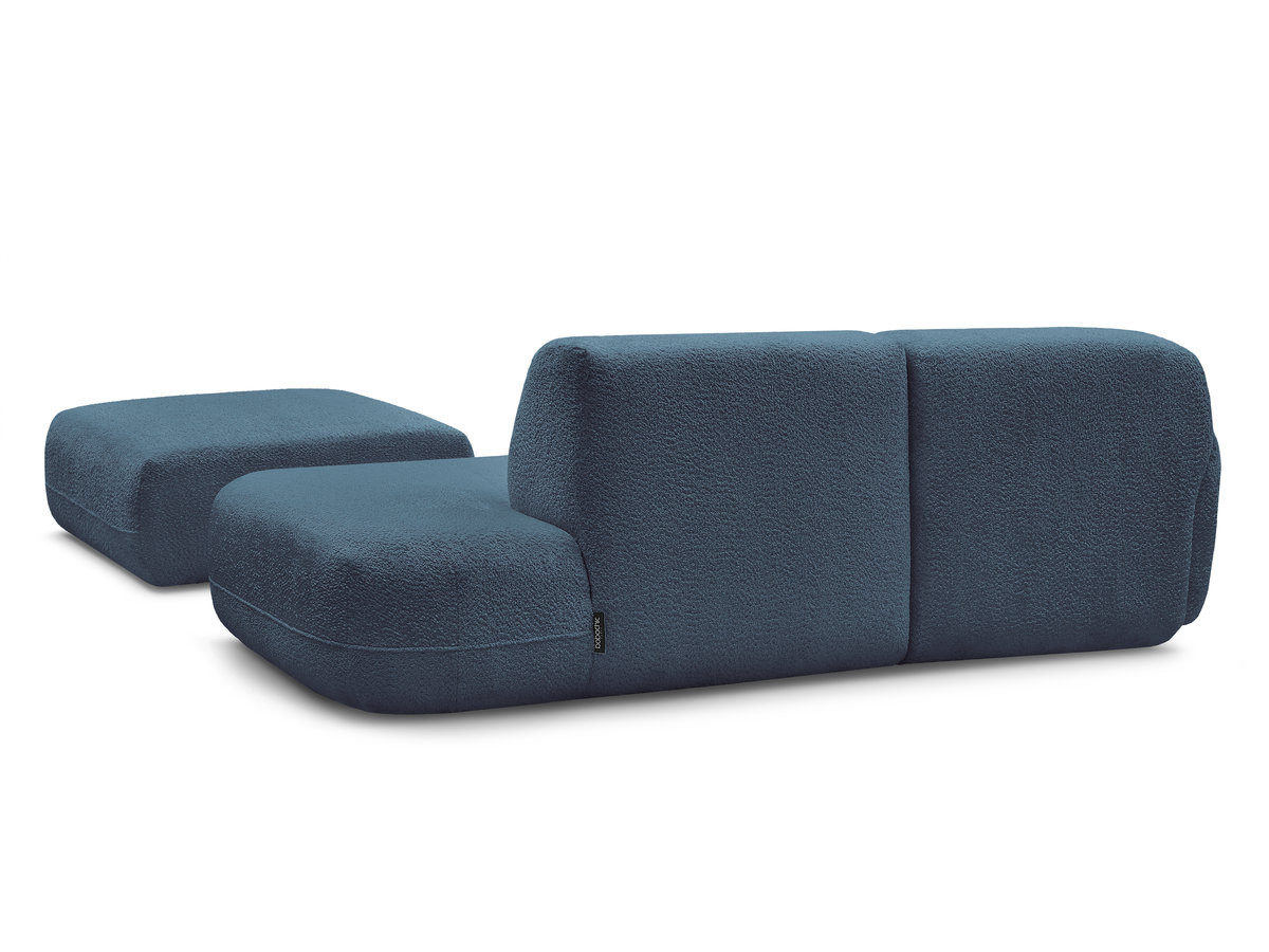 Bobochic Anda Ecksofa mit Pouf 241 × 163 cm Chenille Hellblau Ecke links