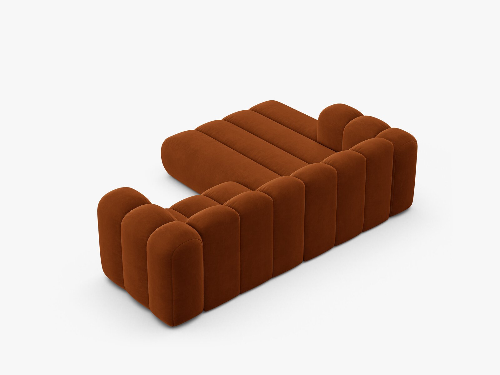 Micadoni Modulares Ecksofa Lupine 3-Sitzer Links Samt Salvador Terrakotta