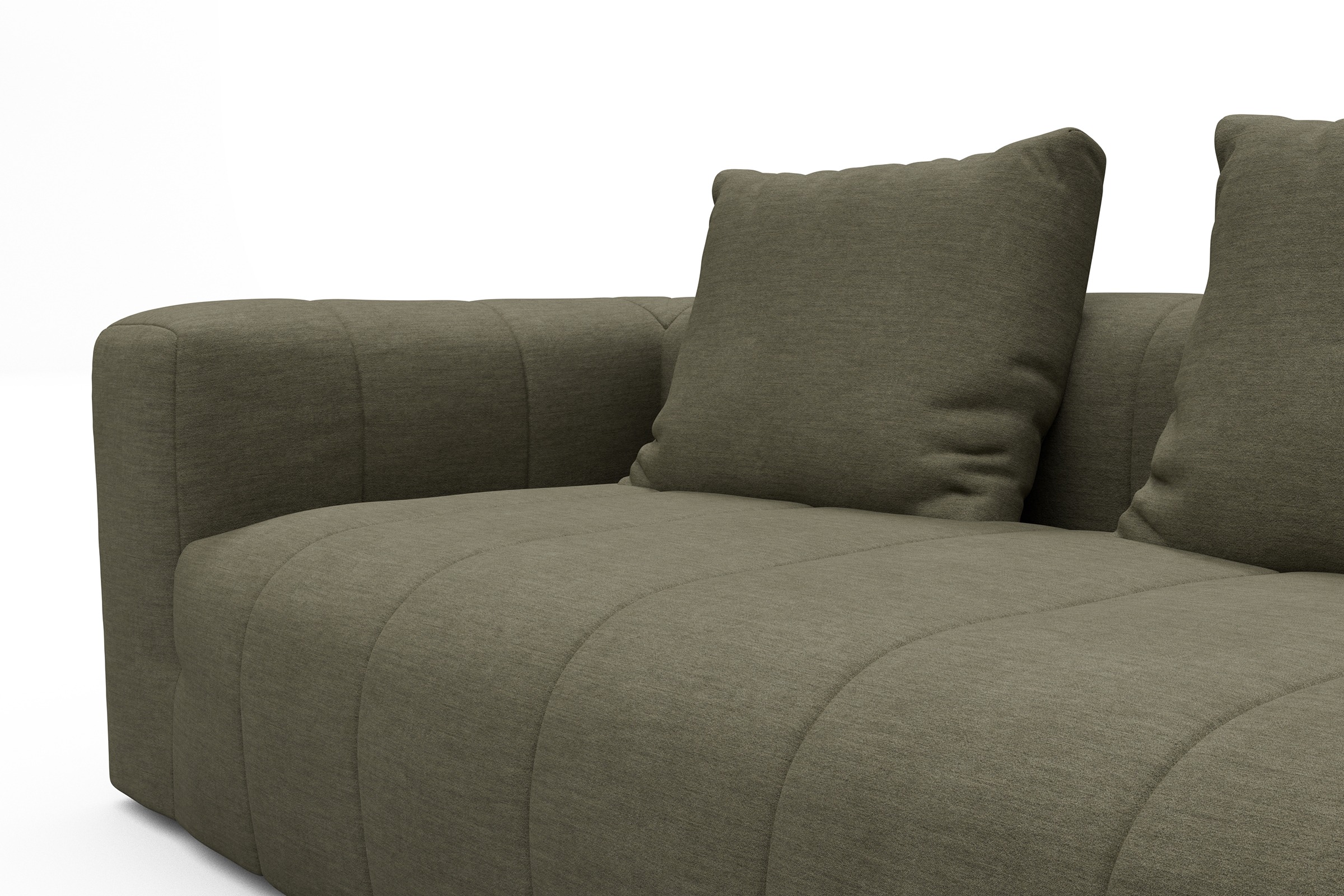 Ecksofa Hugo 2x 2,5-Sitzer Armlehne links Vivus-Dusty-Olive
