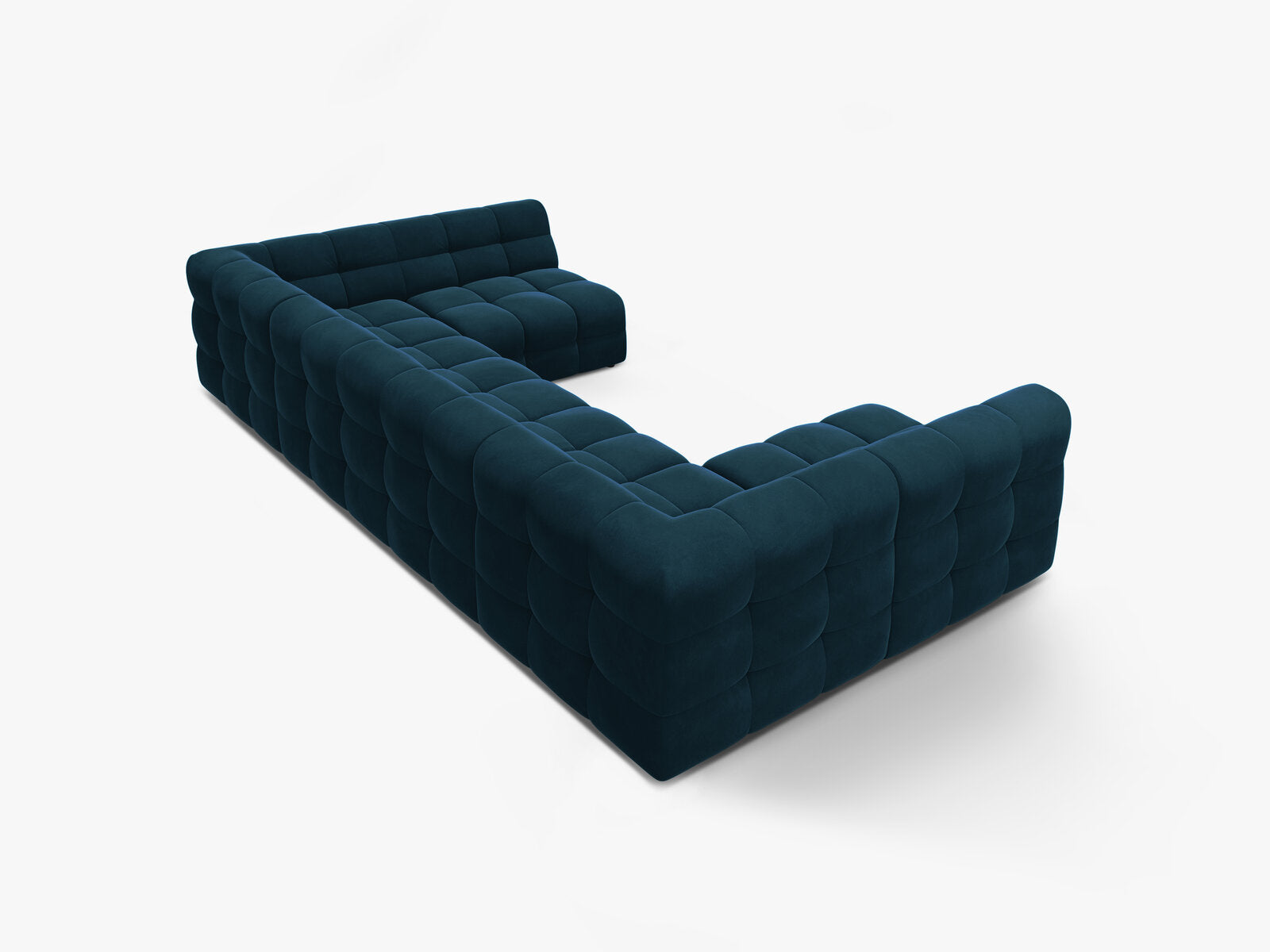 Micadoni Panorama-Sofa Kendal 7-Sitzer Samt Magic Velvet Marineblau