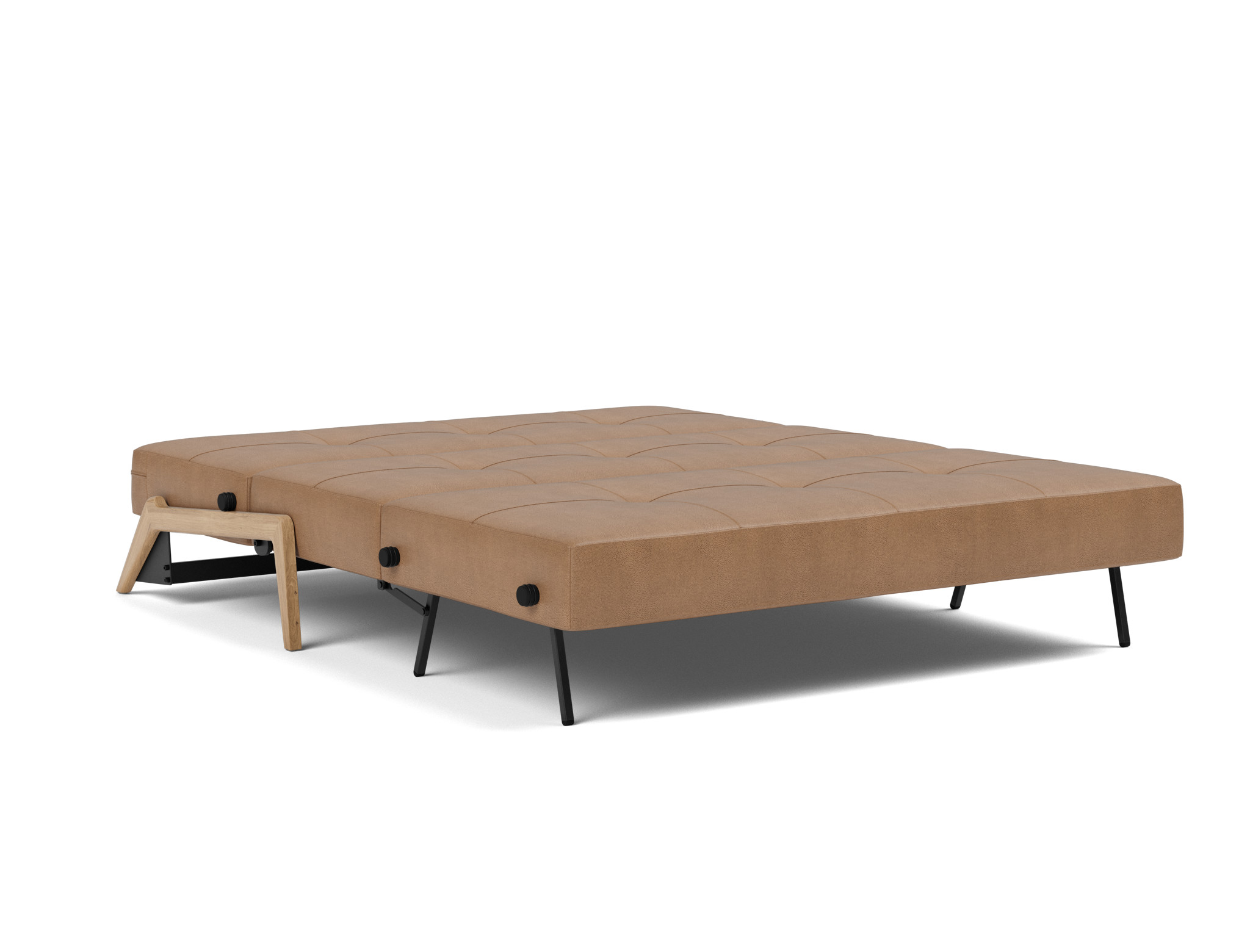 Schlafsofa Cubed 160 Lederoptik Faunal 551-Brown Beine Eiche