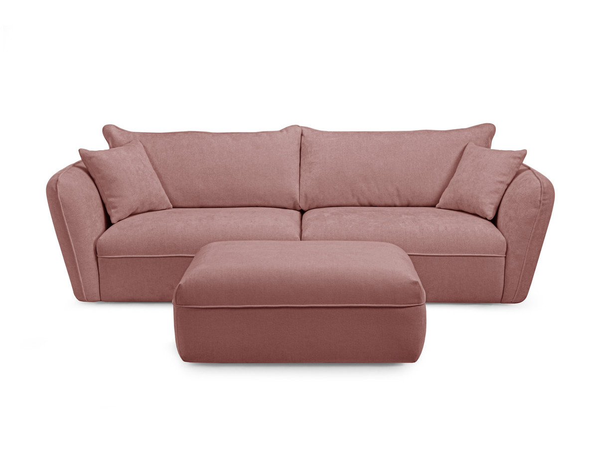 Bobochic Luigi Sofa 3-Sitzer mit Pouf Strukturstoff Rosa